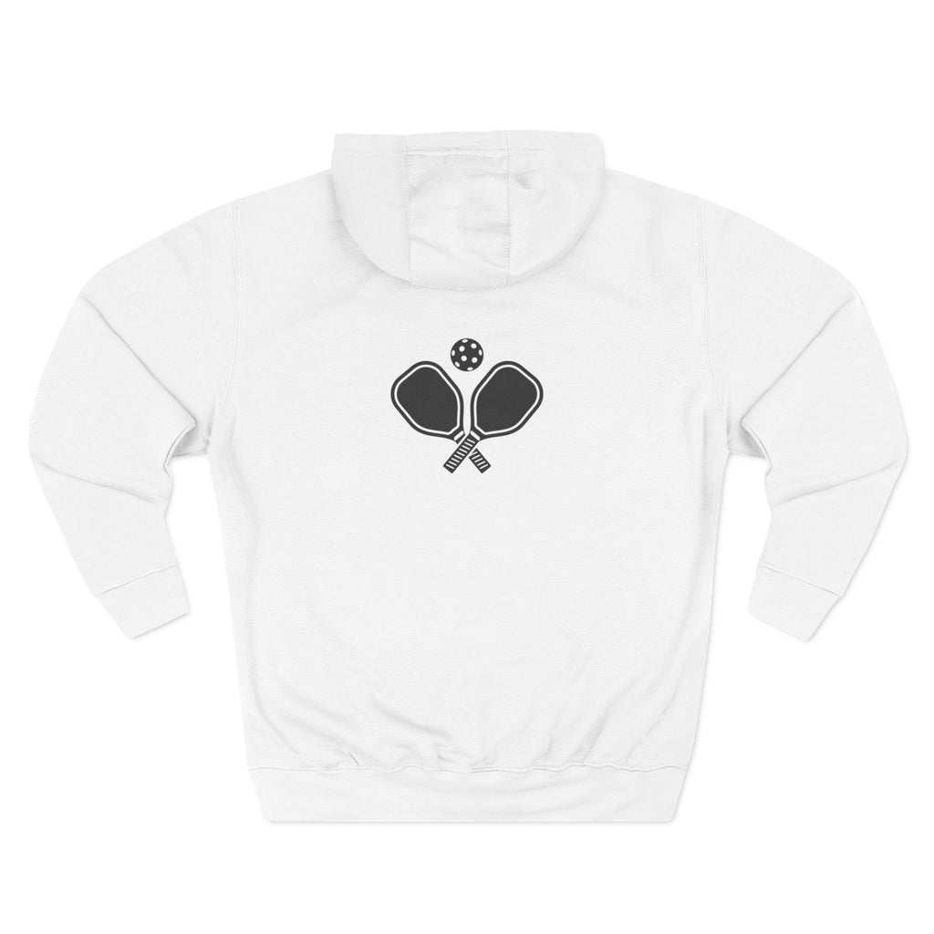 Pickleball Hoodie — "Dink, Dominate, Defeat" with Rackets on Back Fleece Pullover
