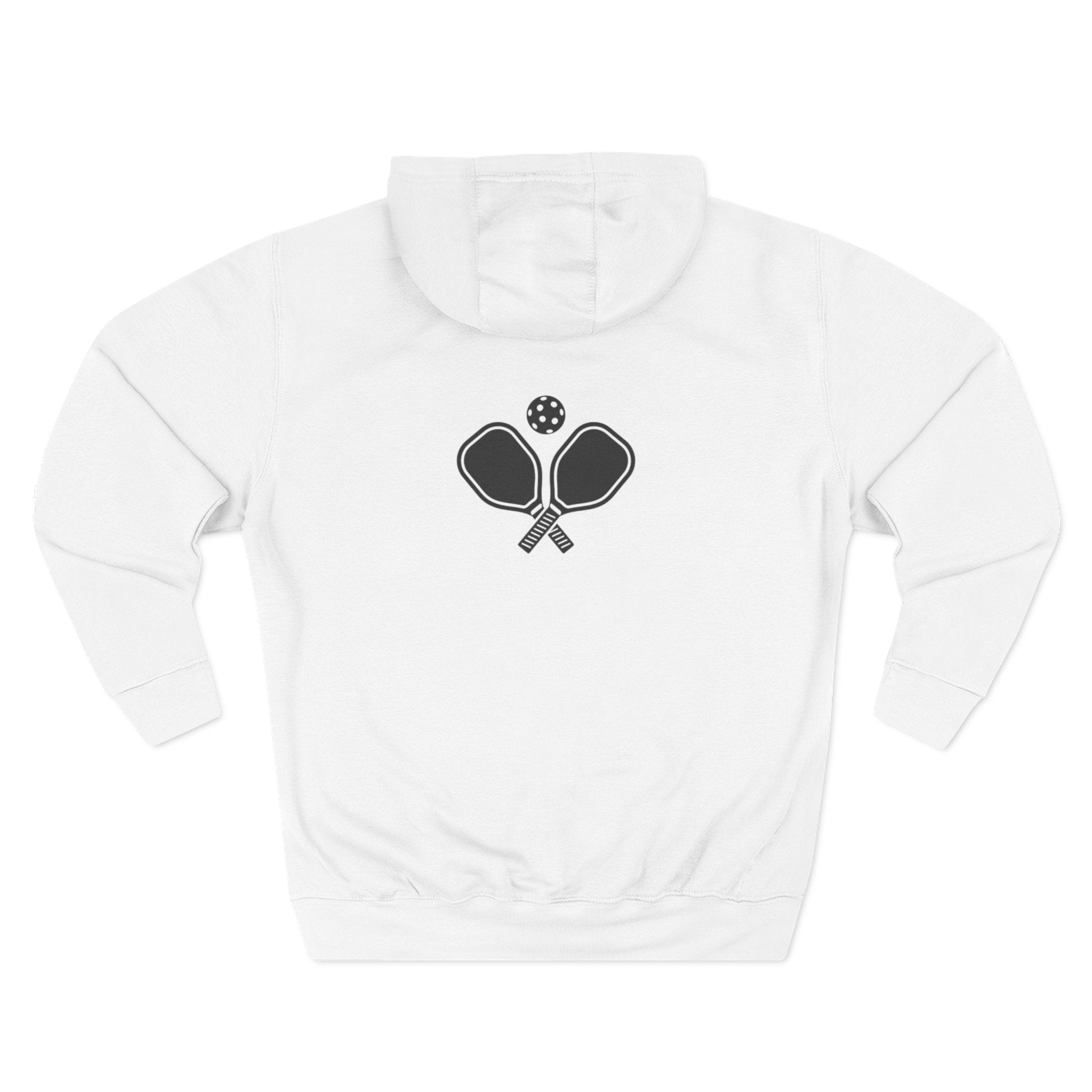 Pickleball Hoodie — "Dink, Dominate, Defeat" with Rackets on Back Fleece Pullover