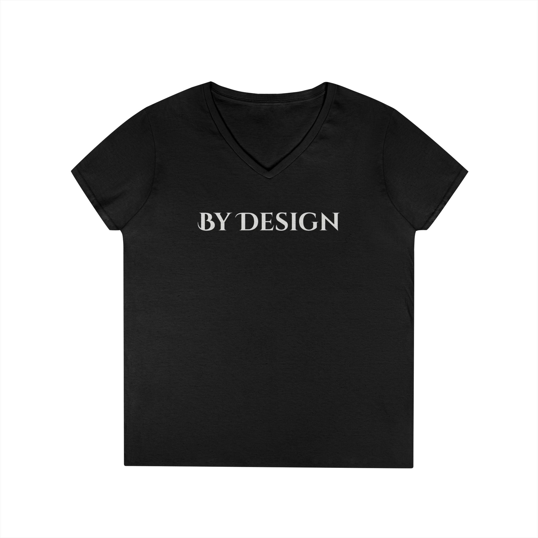 "By Design" Ladies' V-Neck T-Shirt — Minimalist Graphic Tee