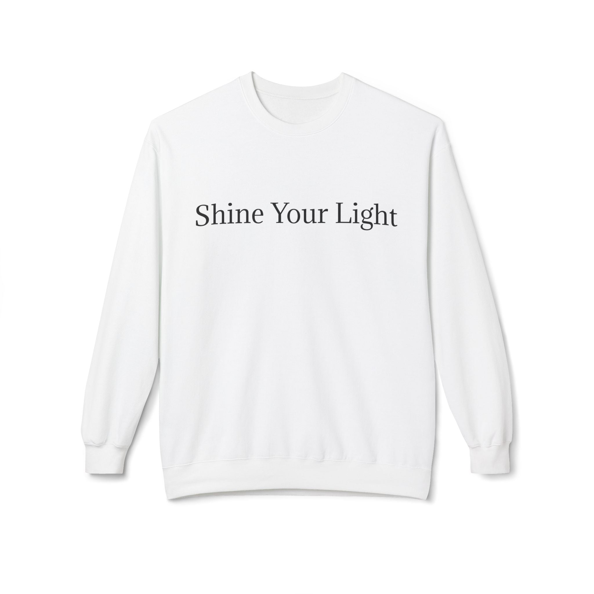 Shine Your Light Sweatshirt — Minimal Inspirational Crewneck with Lightning Bolt