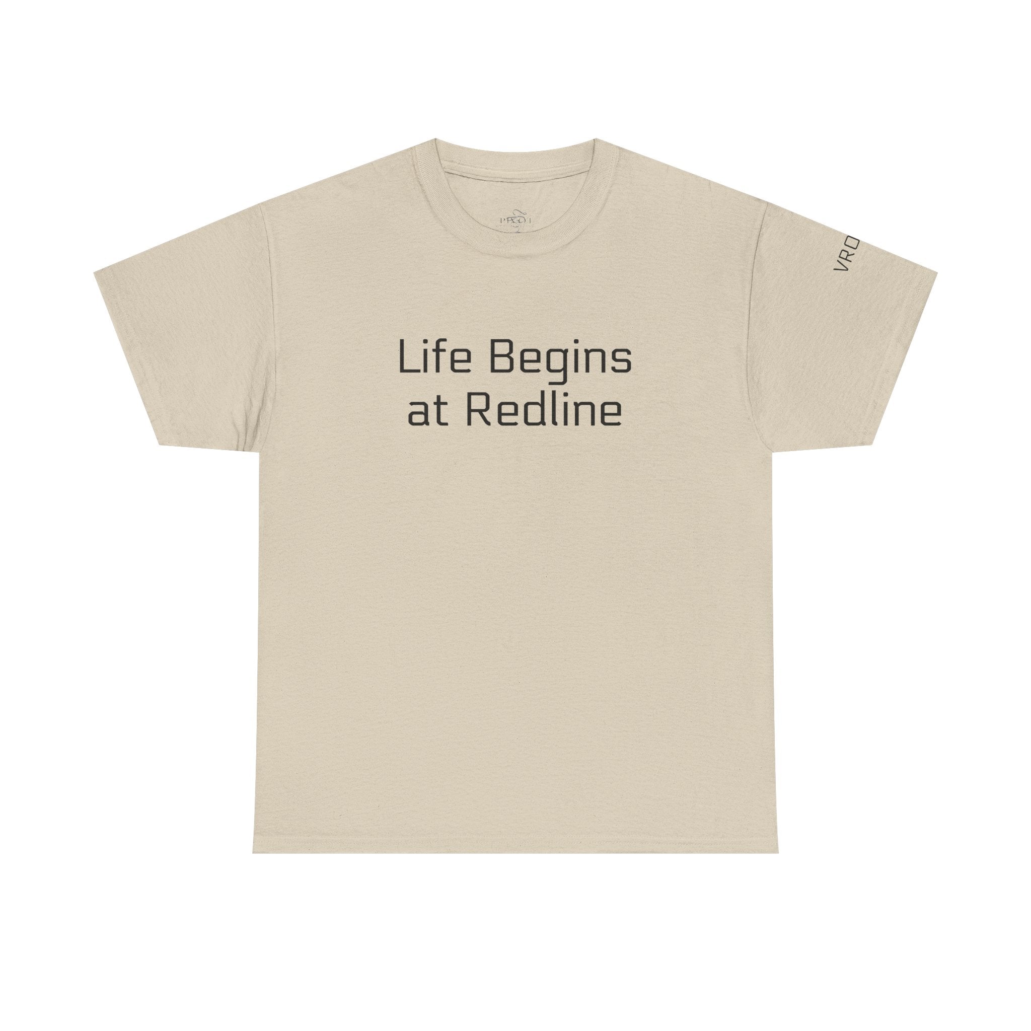 Life Begins at Redline Racing T-Shirt — Checkered Flag on back- Motorsports Tee