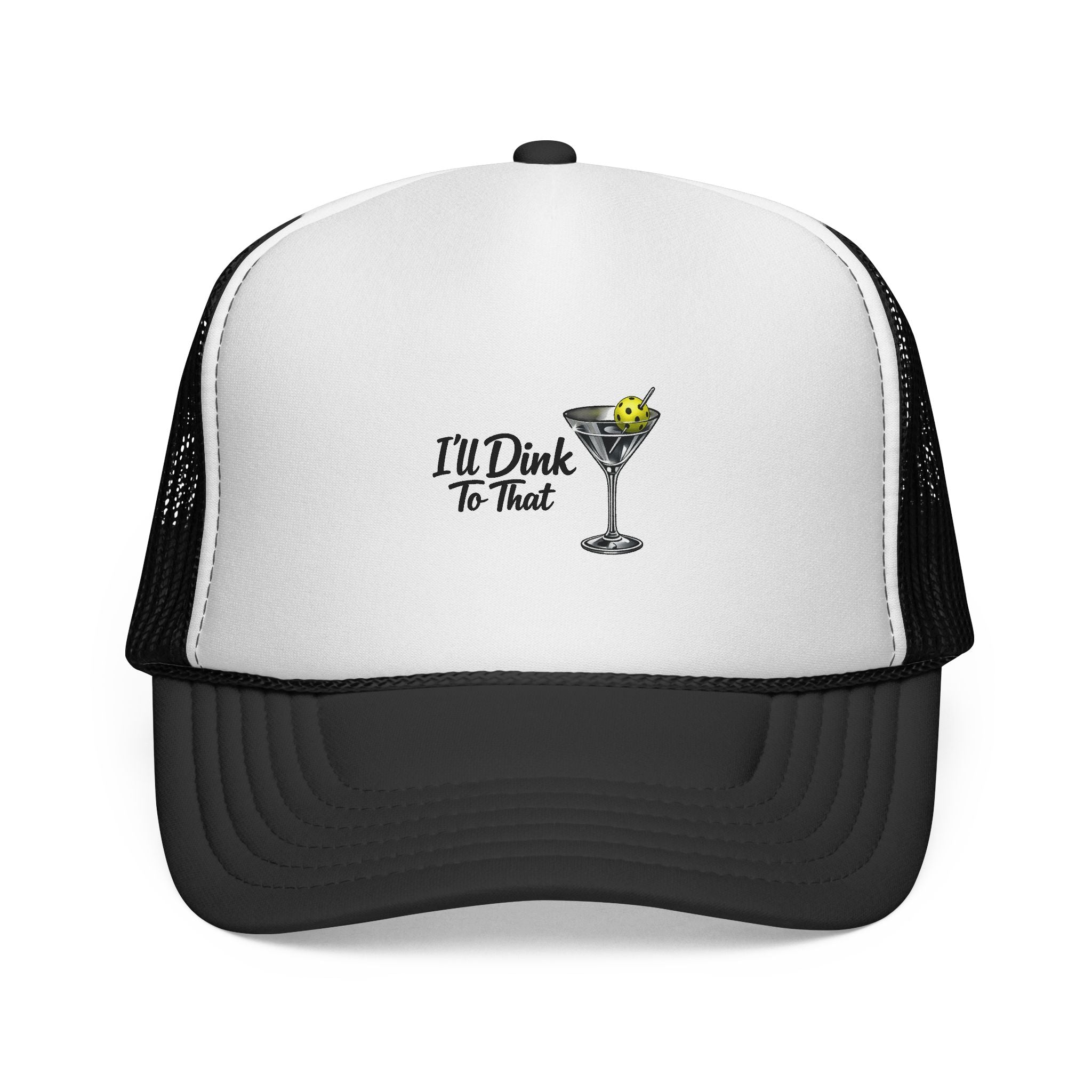 "I'll Dink To That" Pickleball Inspired Trucker Cap — Martini Graphic, Mesh Hat