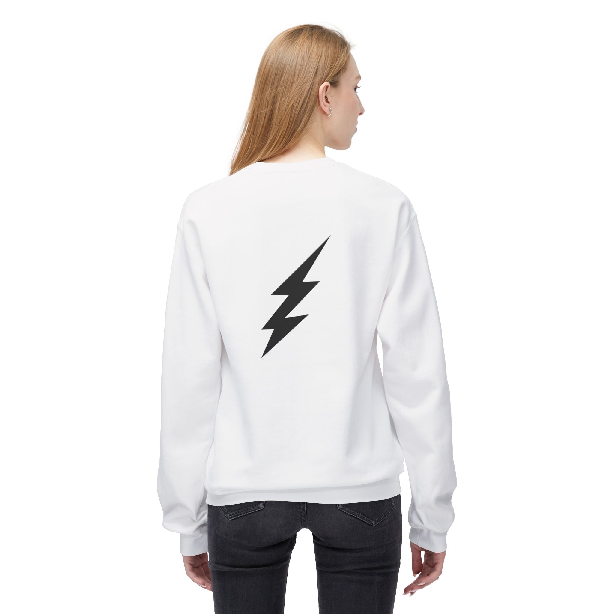 Shine Your Light Sweatshirt — Minimal Inspirational Crewneck with Lightning Bolt