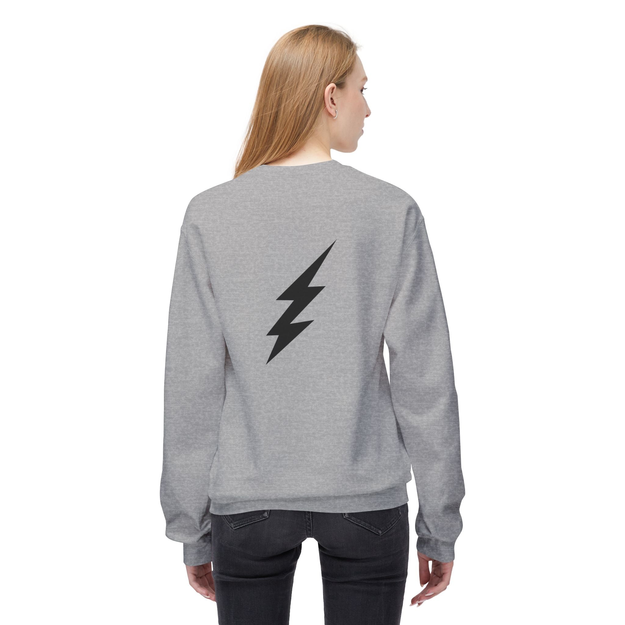 Shine Your Light Sweatshirt — Minimal Inspirational Crewneck with Lightning Bolt