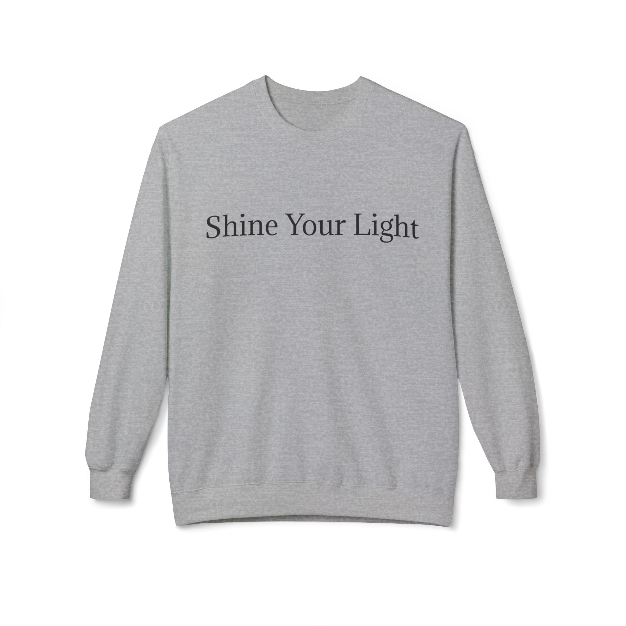 Shine Your Light Sweatshirt — Minimal Inspirational Crewneck with Lightning Bolt