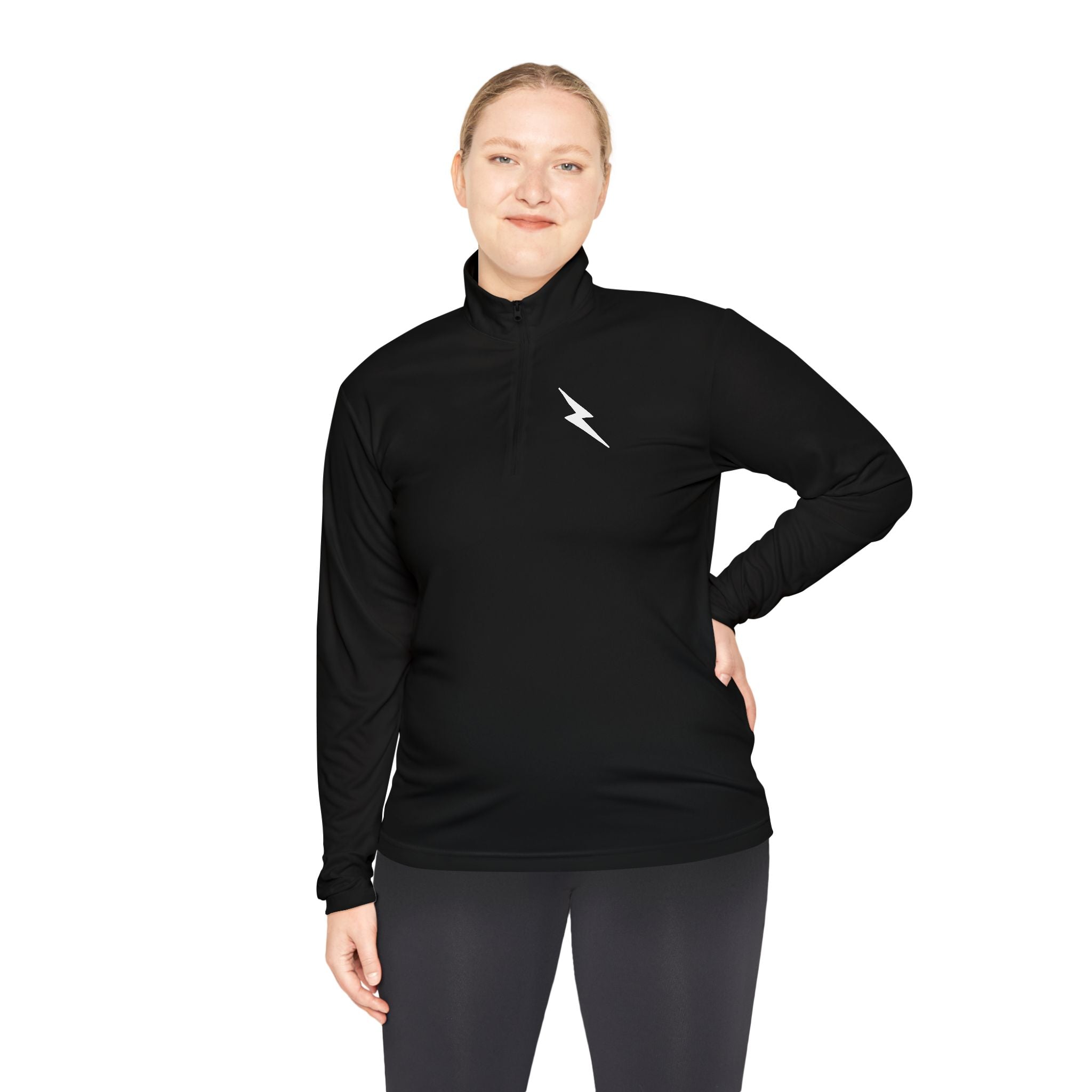 "In It To Win It" (on back) Quarter-Zip Pullover with Minimal Lightning Chest Logo