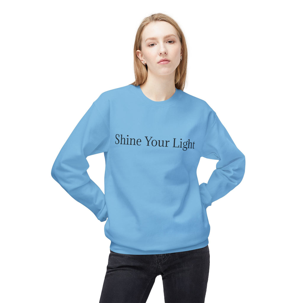 Shine Your Light Sweatshirt — Minimal Inspirational Crewneck with Lightning Bolt