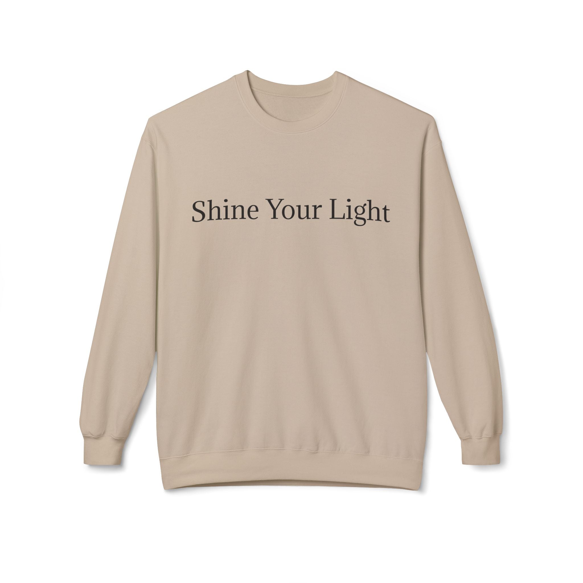 Shine Your Light Sweatshirt — Minimal Inspirational Crewneck with Lightning Bolt