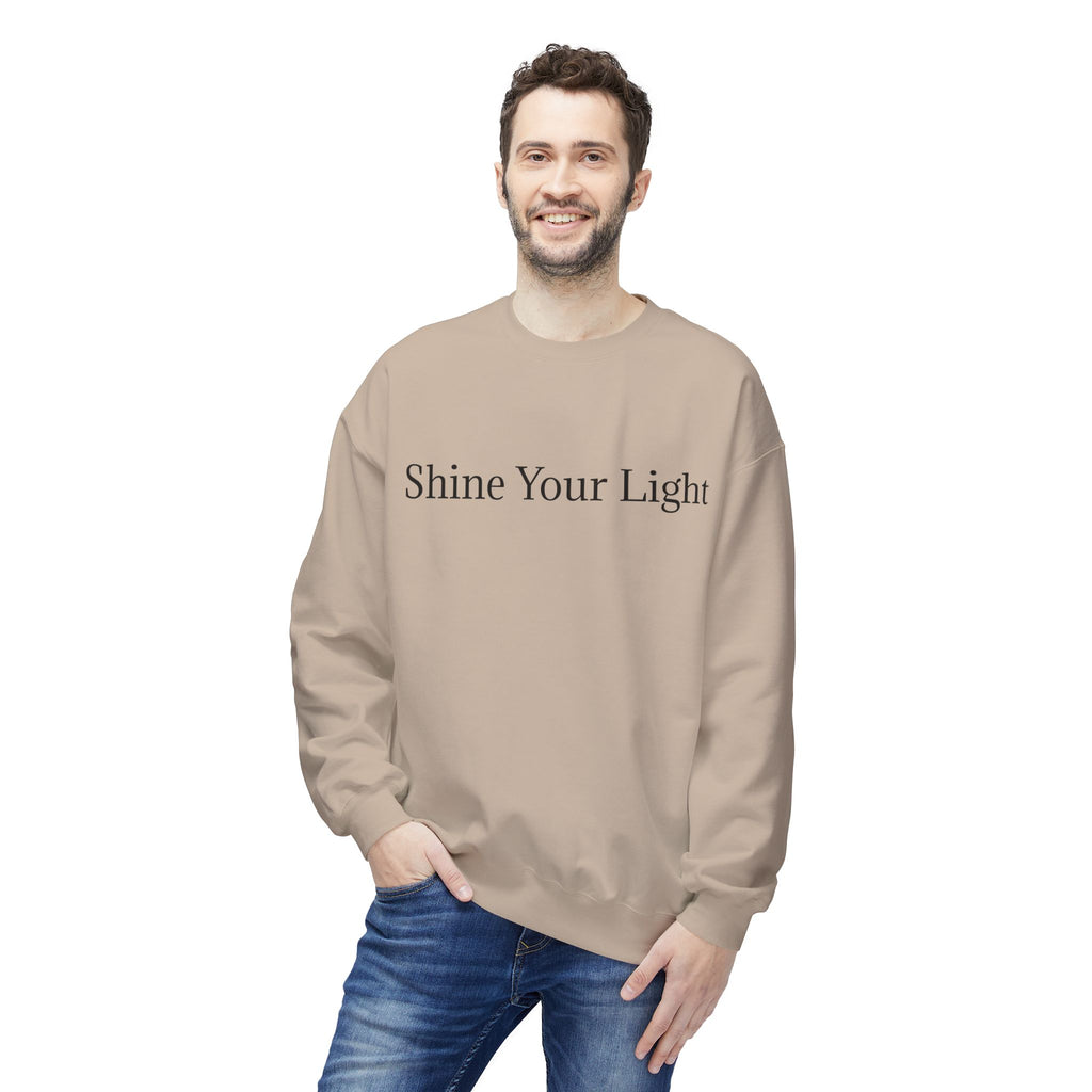 Shine Your Light Sweatshirt — Minimal Inspirational Crewneck with Lightning Bolt