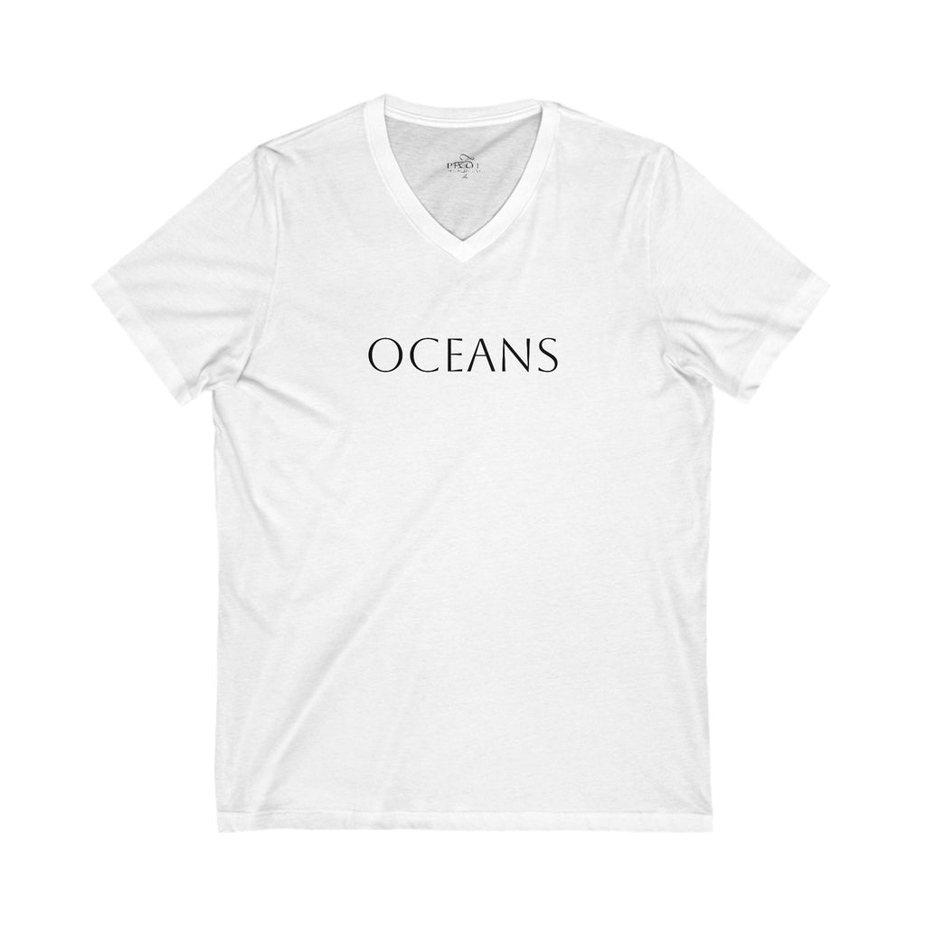 Oceans & Infinite Unisex V-Neck Tee - Inspirational Shirt for Ocean Lovers