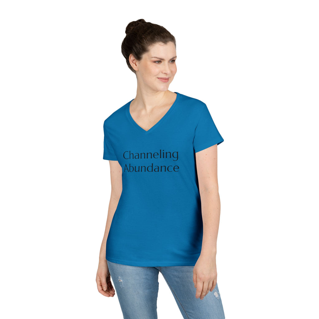 Channeling Abundance & #WearYourPower Empowering Ladies' V-Neck T-Shirt