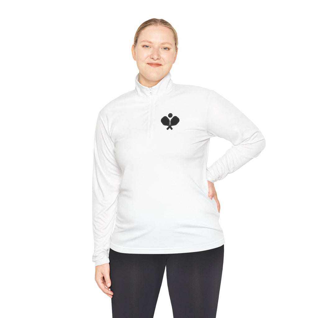 "Placement Over Power" Pickleball /Racquet Sports Enthusiasts Quarter-Zip Pullover