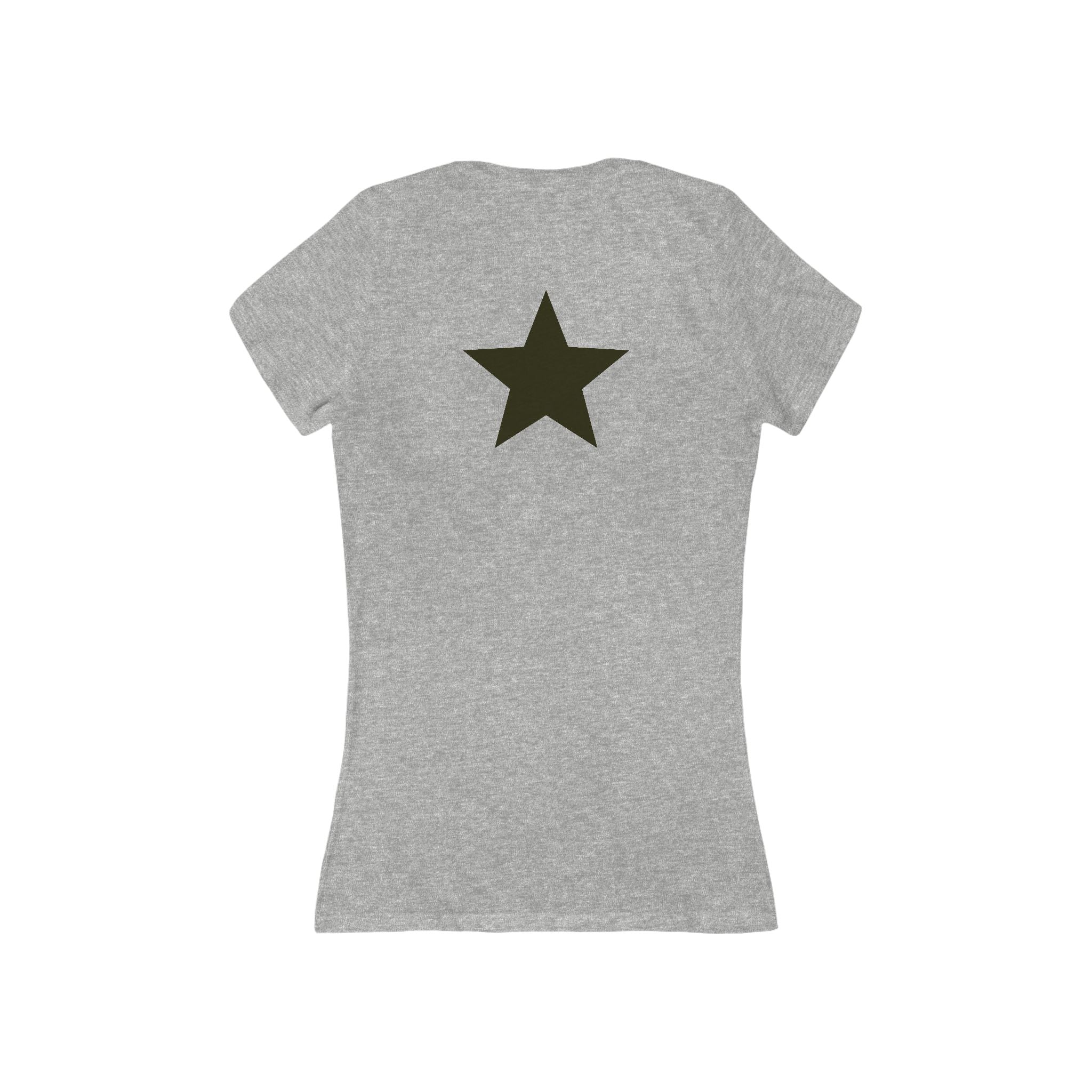 Simple Vibes Deep V-Neck Tee with Star Design on Back