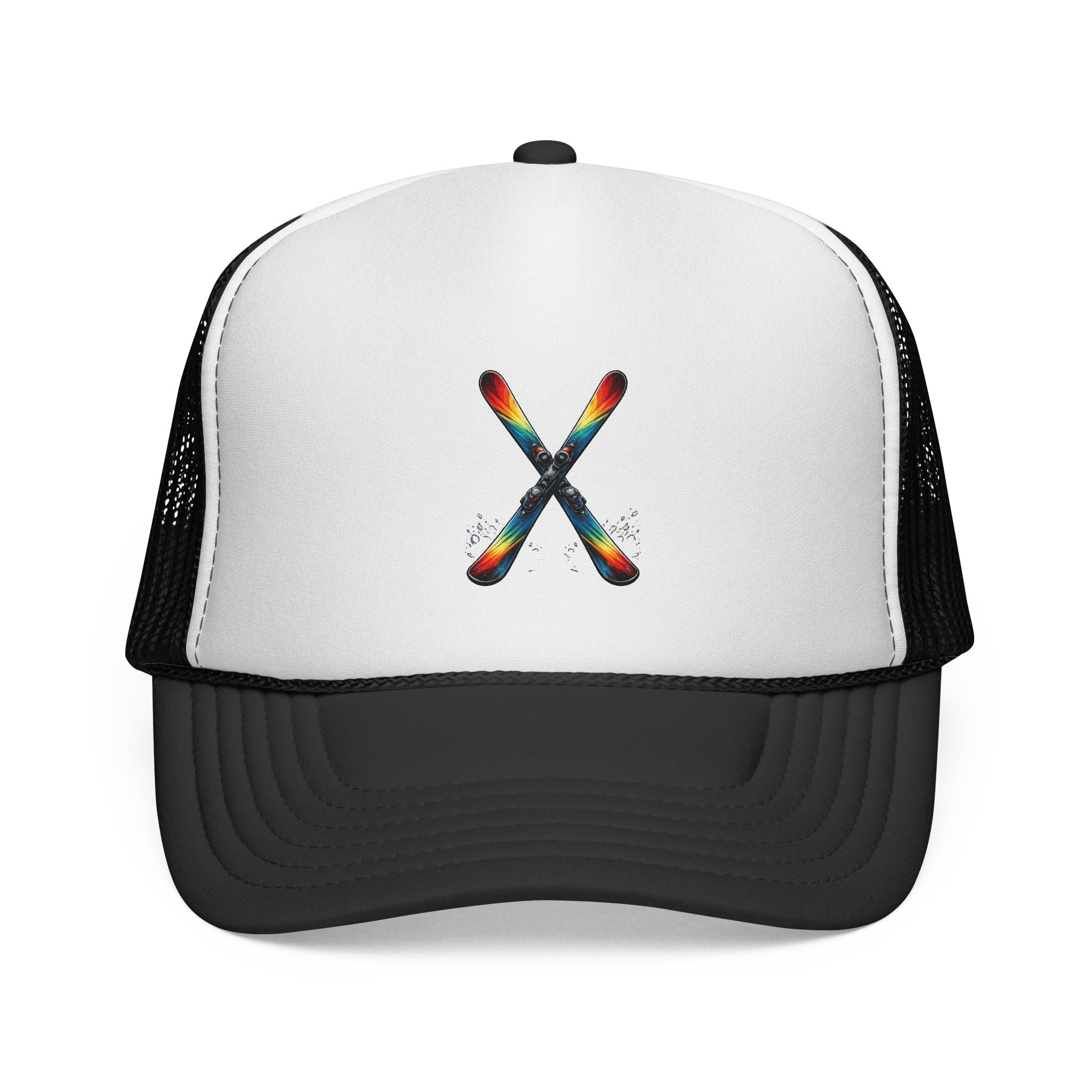 Colorful Ski Cross Design Trucker Hat