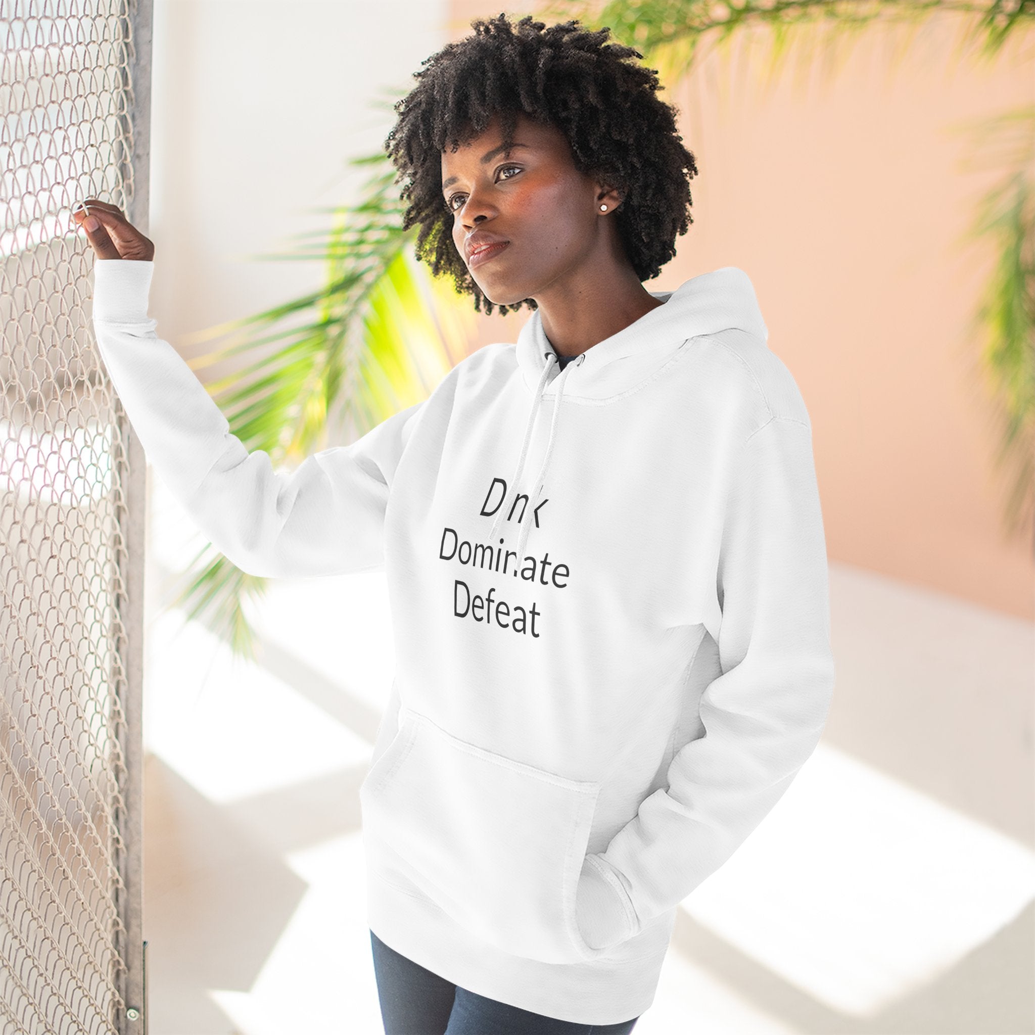Pickleball Hoodie — "Dink, Dominate, Defeat" with Rackets on Back Fleece Pullover
