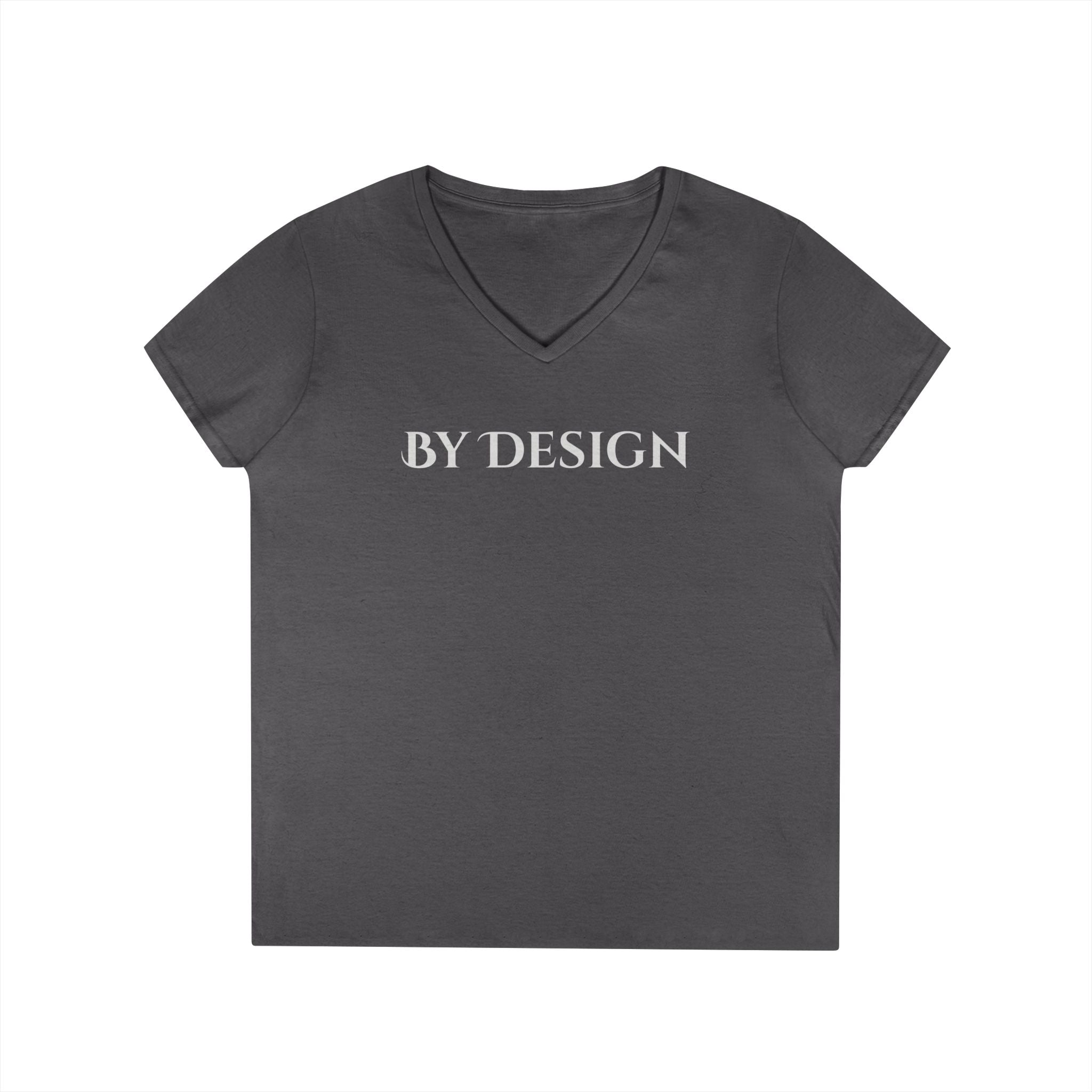 "By Design" Ladies' V-Neck T-Shirt — Minimalist Graphic Tee