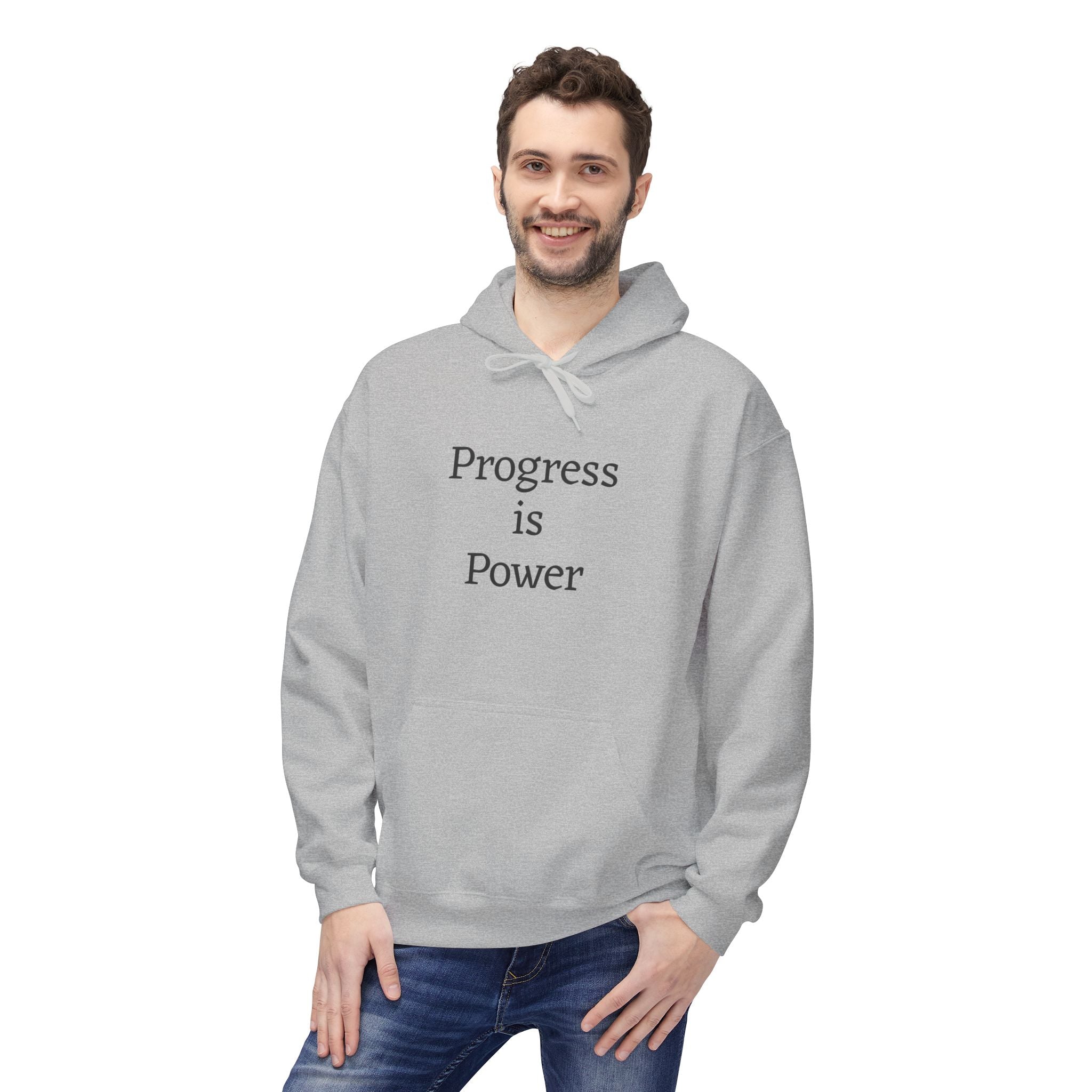 Progress Is Power Hoodie — with "#Unbreakable" on back Motivational Pullover