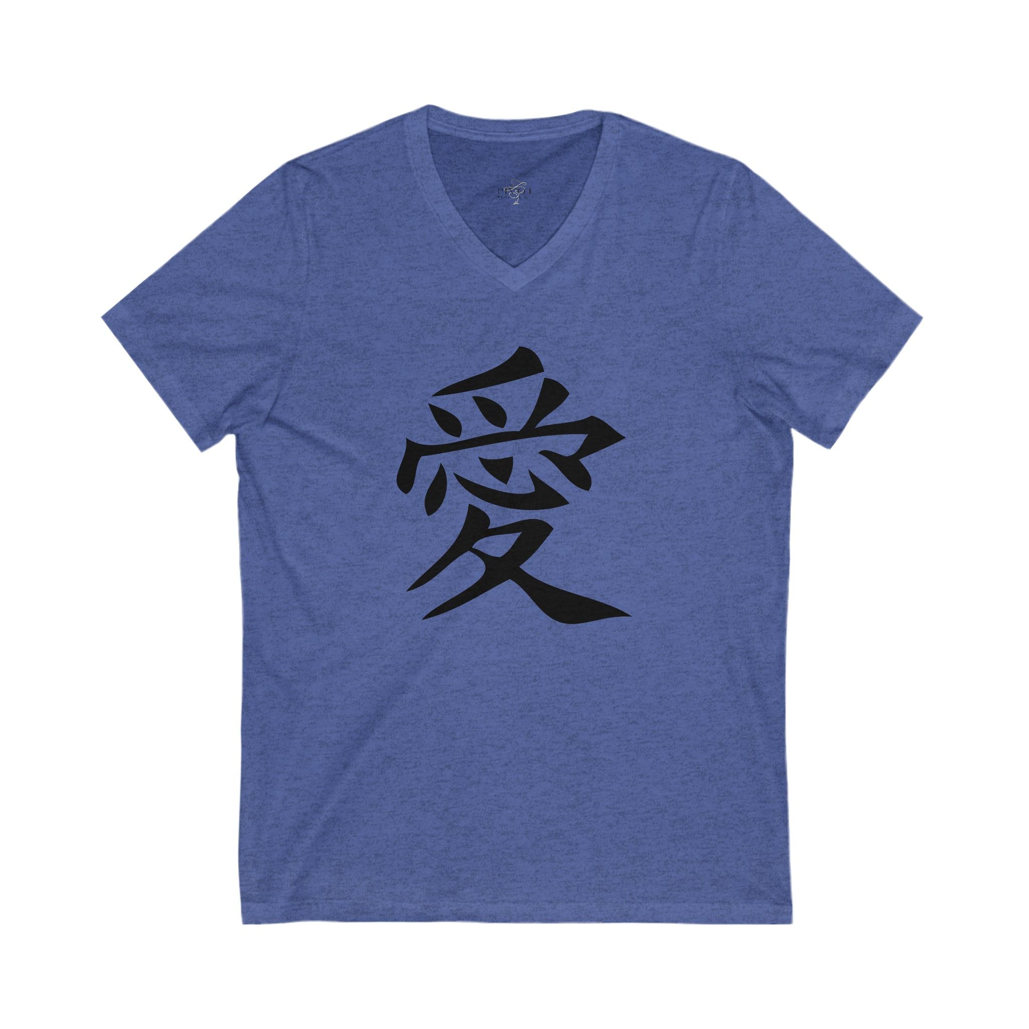 Japanese Love Symbol V-Neck Tee | Unisex Casual Shirt for All Occasions, Gift for Him/Her, Comfortable Everyday Wear