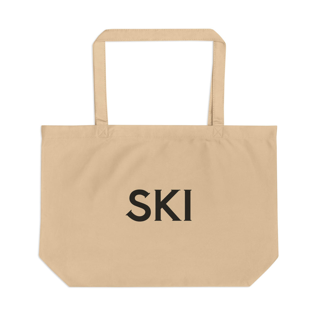 Ski Tote Bag with Crossed Skis Design— Large Eco Canvas Tote