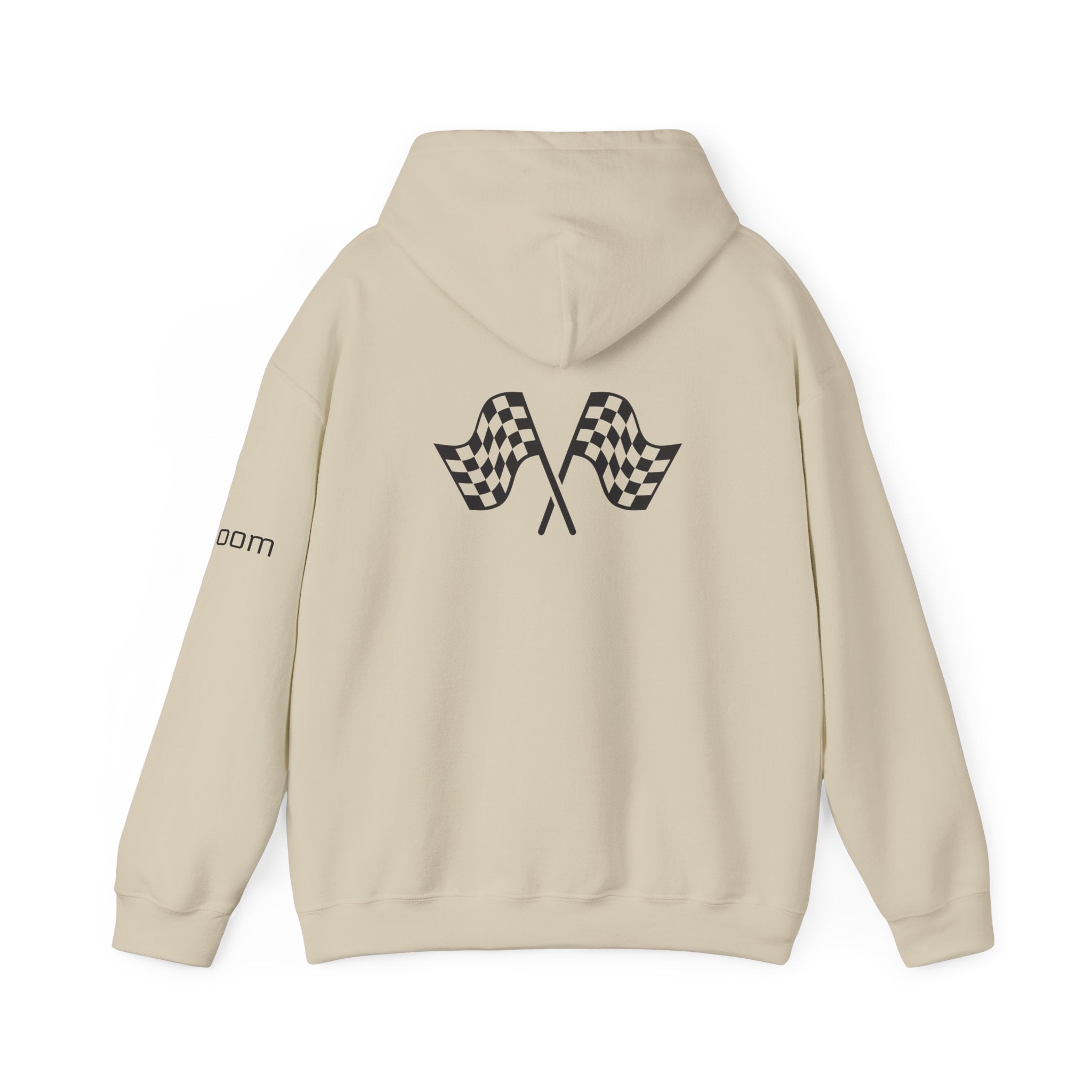 Racing Hoodie - "Life Begins At Redline" Pullover with Checkered Flags on Back