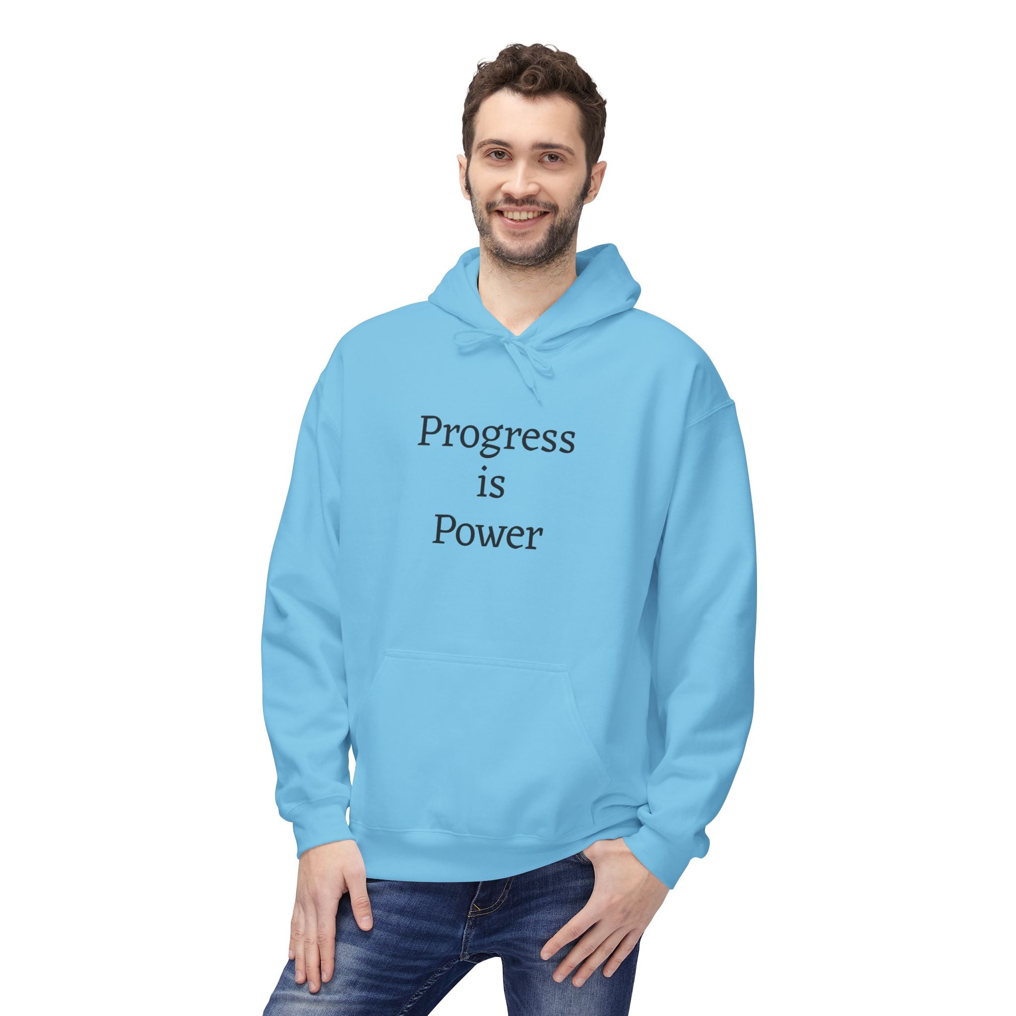 Progress Is Power Hoodie — with "#Unbreakable" on back Motivational Pullover