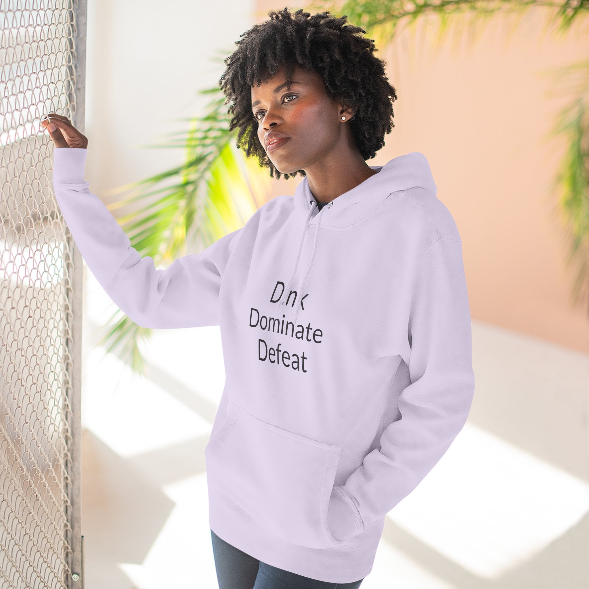 Pickleball Hoodie — "Dink, Dominate, Defeat" with Rackets on Back Fleece Pullover