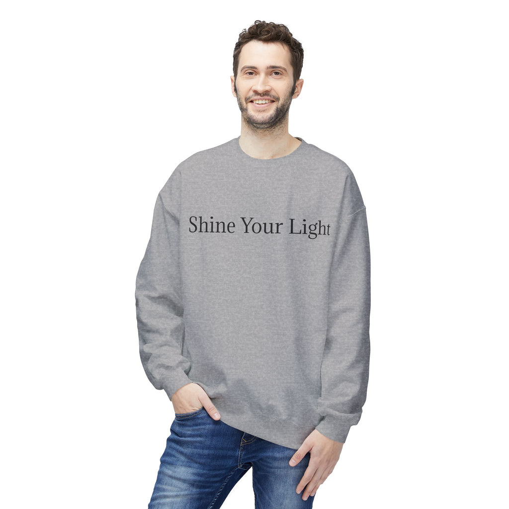 Shine Your Light Sweatshirt — Minimal Inspirational Crewneck with Lightning Bolt
