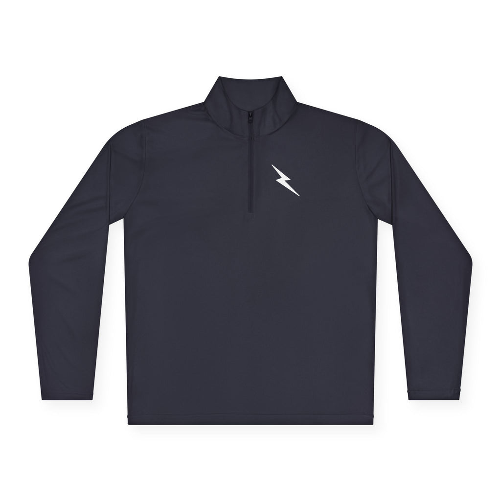 "In It To Win It" (on back) Quarter-Zip Pullover with Minimal Lightning Chest Logo