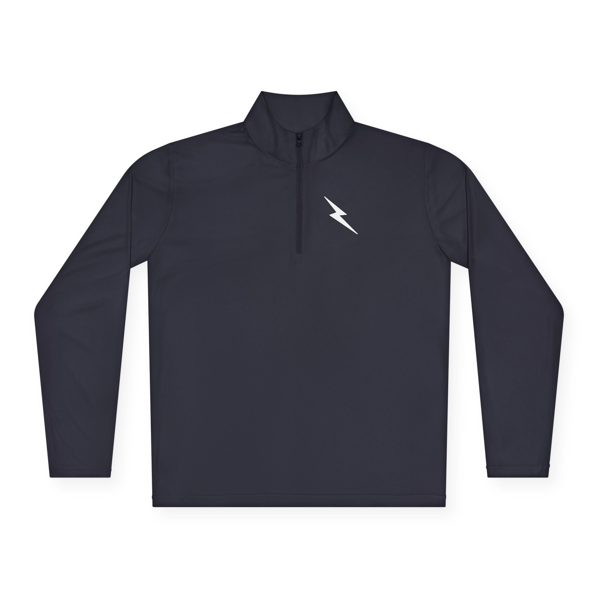 "In It To Win It" (on back) Quarter-Zip Pullover with Minimal Lightning Chest Logo