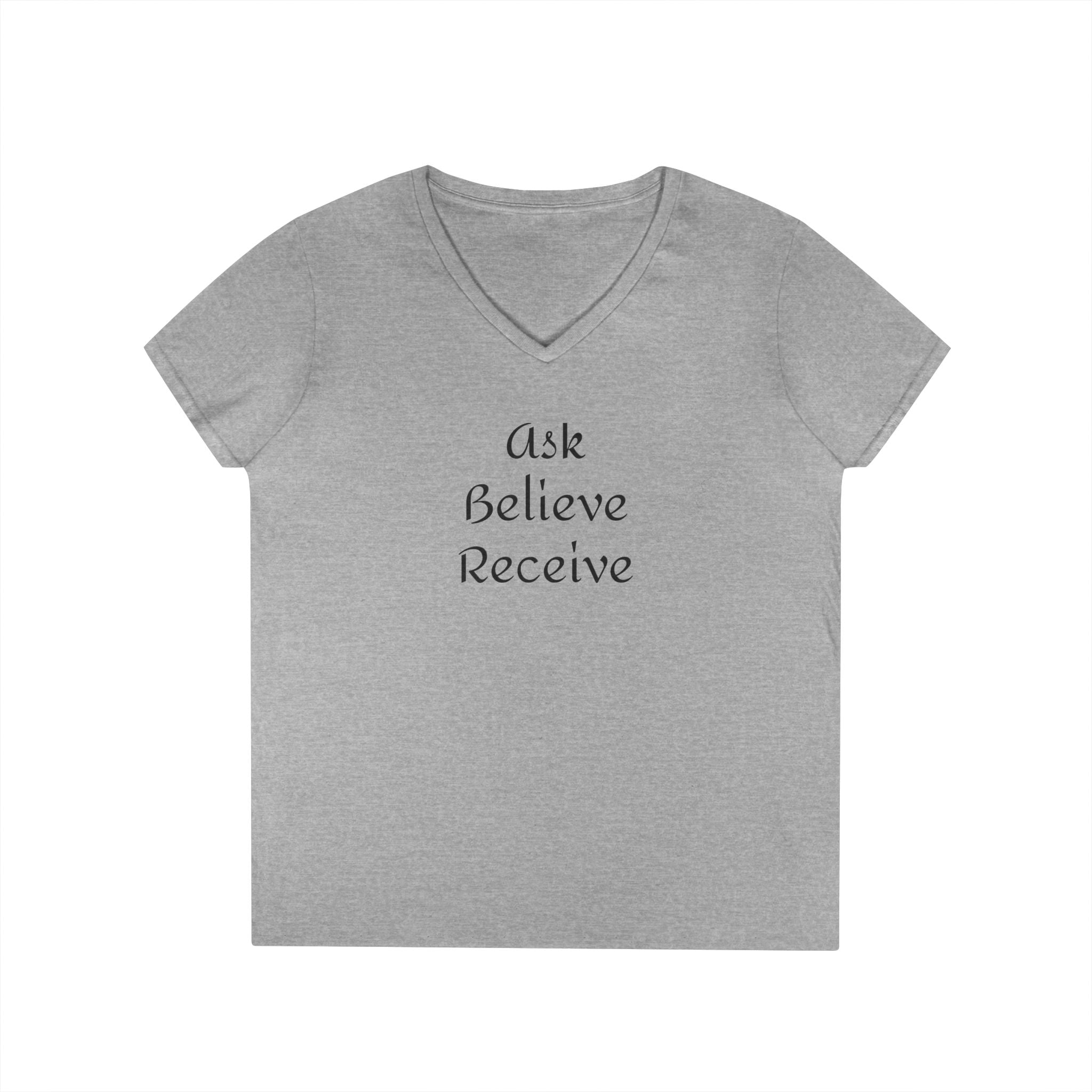 Ask-Believe-Receive Ladies' V-Neck T-Shirt