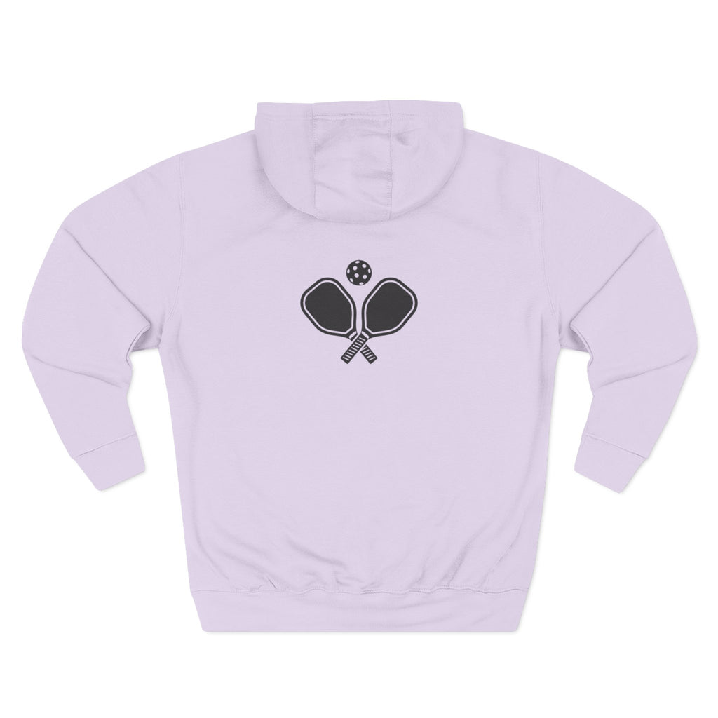 Pickleball Hoodie — "Dink, Dominate, Defeat" with Rackets on Back Fleece Pullover