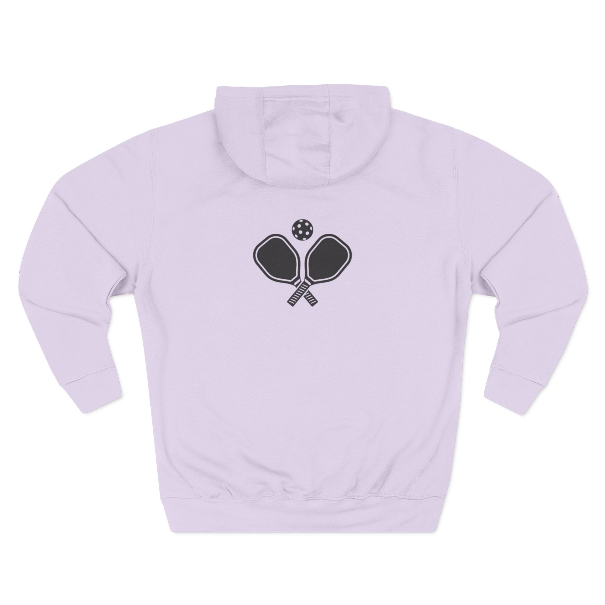 Pickleball Hoodie — "Dink, Dominate, Defeat" with Rackets on Back Fleece Pullover