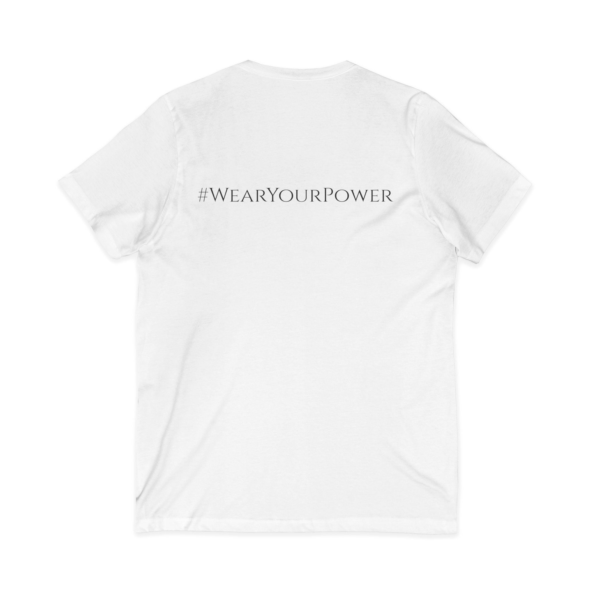 Hustler in Heels V-Neck Tee — with #WearYourPower on back-Women's Empowerment Shirt