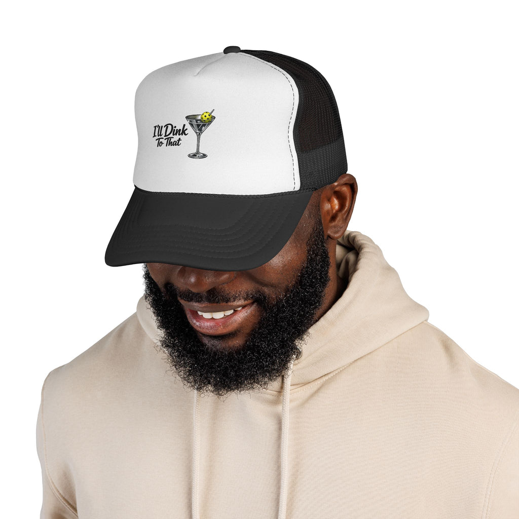 "I'll Dink To That" Pickleball Inspired Trucker Cap — Martini Graphic, Mesh Hat