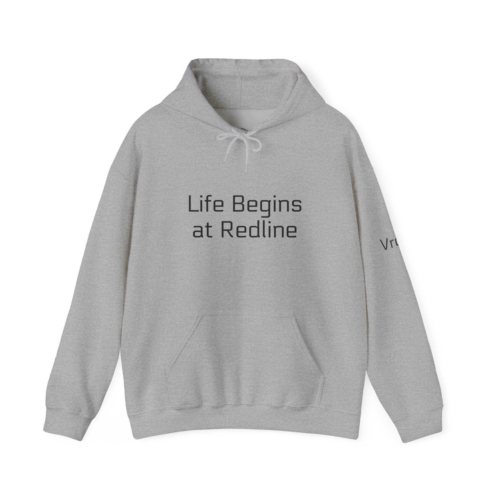Racing Hoodie - "Life Begins At Redline" Pullover with Checkered Flags on Back