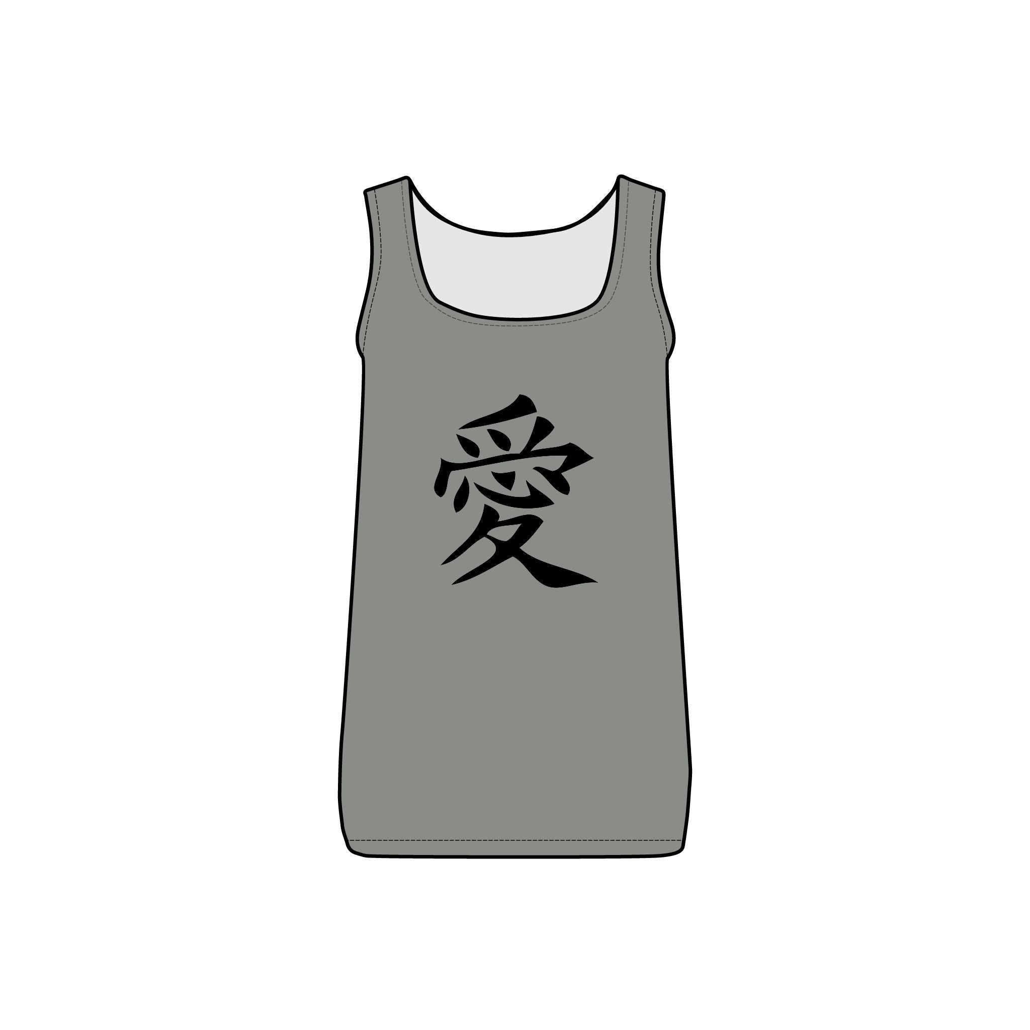 Japanese Love Kanji Women's Micro Ribbed Tank, Stylish Summer Top, Casual Wear, Gift for Her, Unique Graphic Tee
