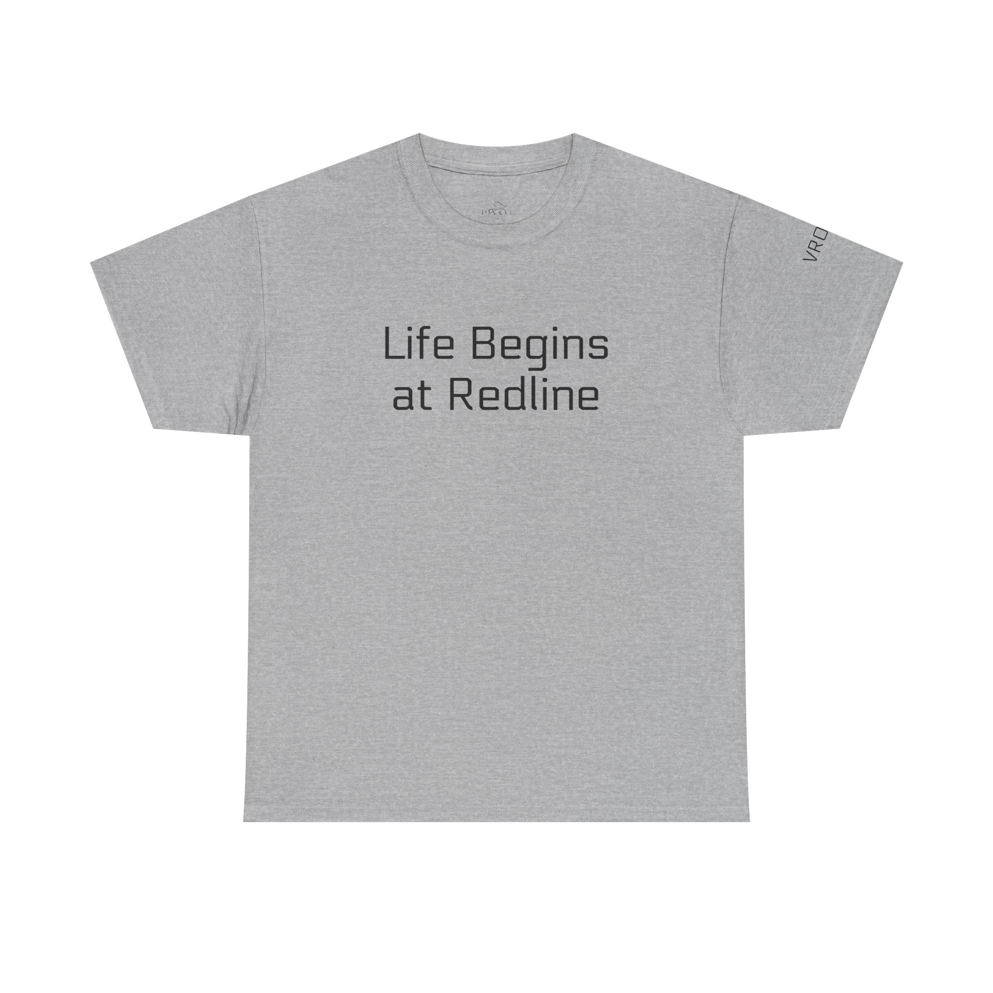 Life Begins at Redline Racing T-Shirt — Checkered Flag on back- Motorsports Tee