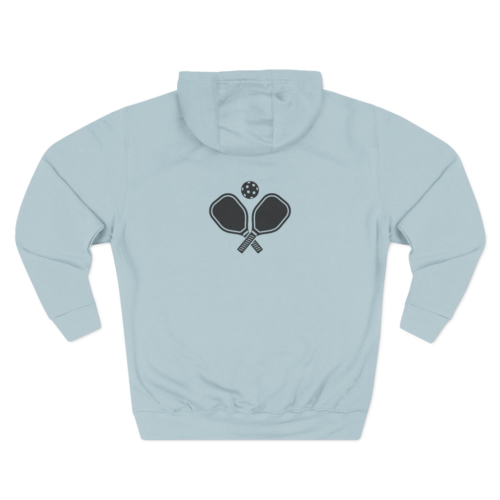 Pickleball Hoodie — "Dink, Dominate, Defeat" with Rackets on Back Fleece Pullover