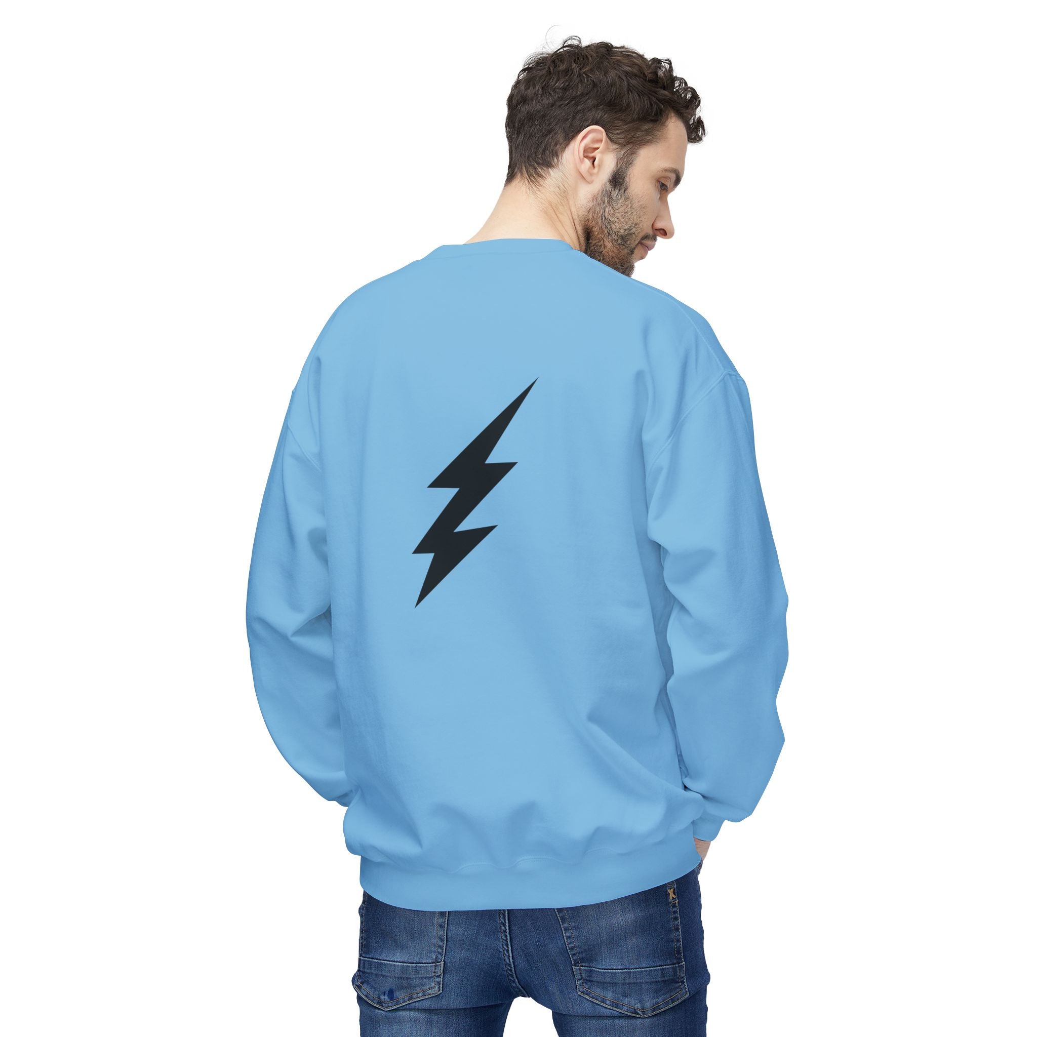Shine Your Light Sweatshirt — Minimal Inspirational Crewneck with Lightning Bolt