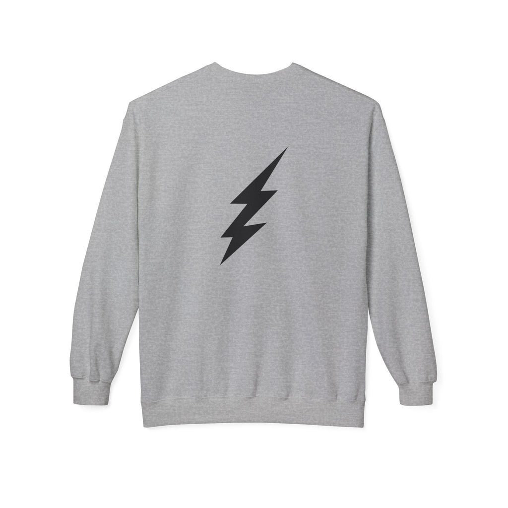 Shine Your Light Sweatshirt — Minimal Inspirational Crewneck with Lightning Bolt