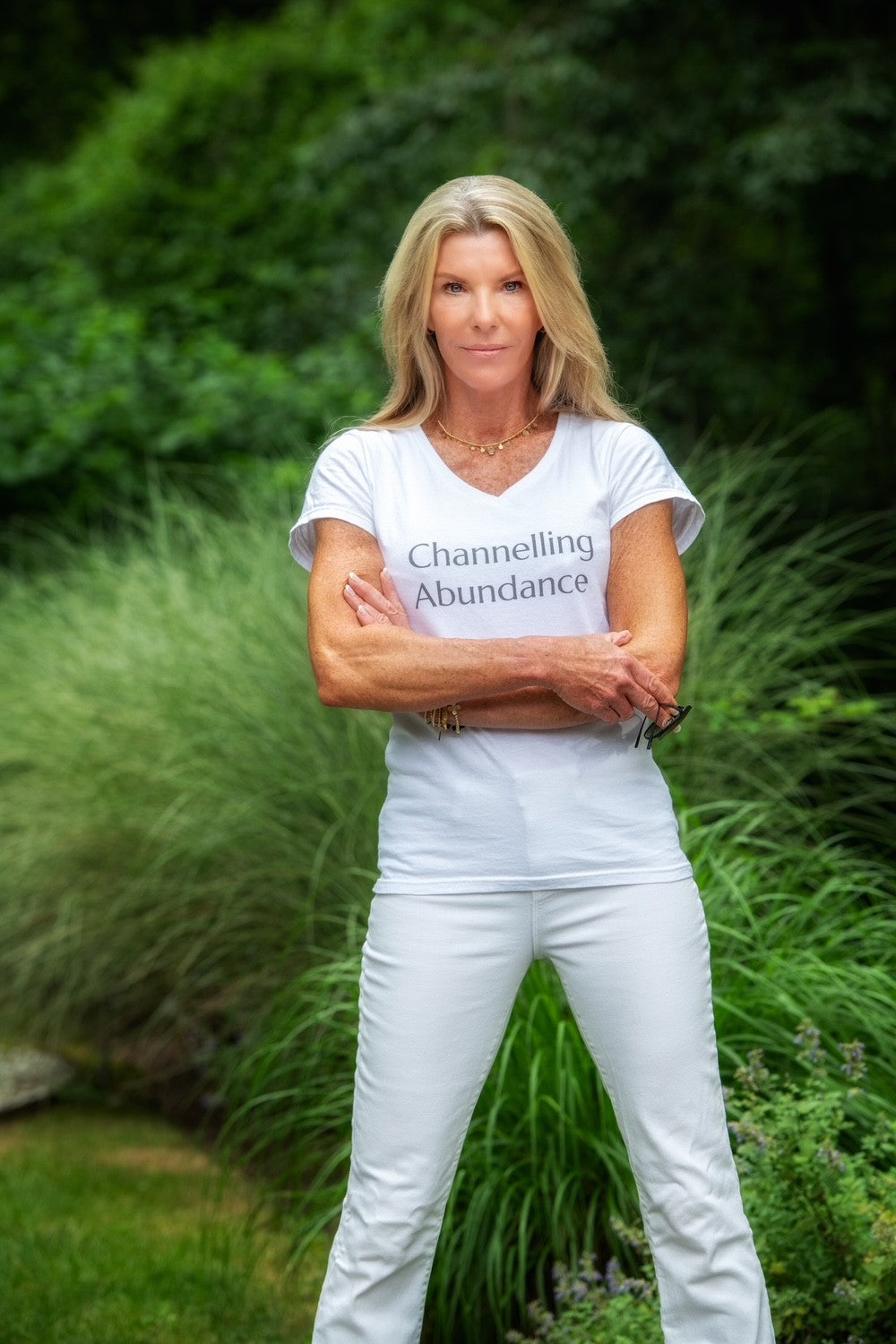 Channeling Abundance & #WearYourPower Empowering Ladies' V-Neck T-Shirt