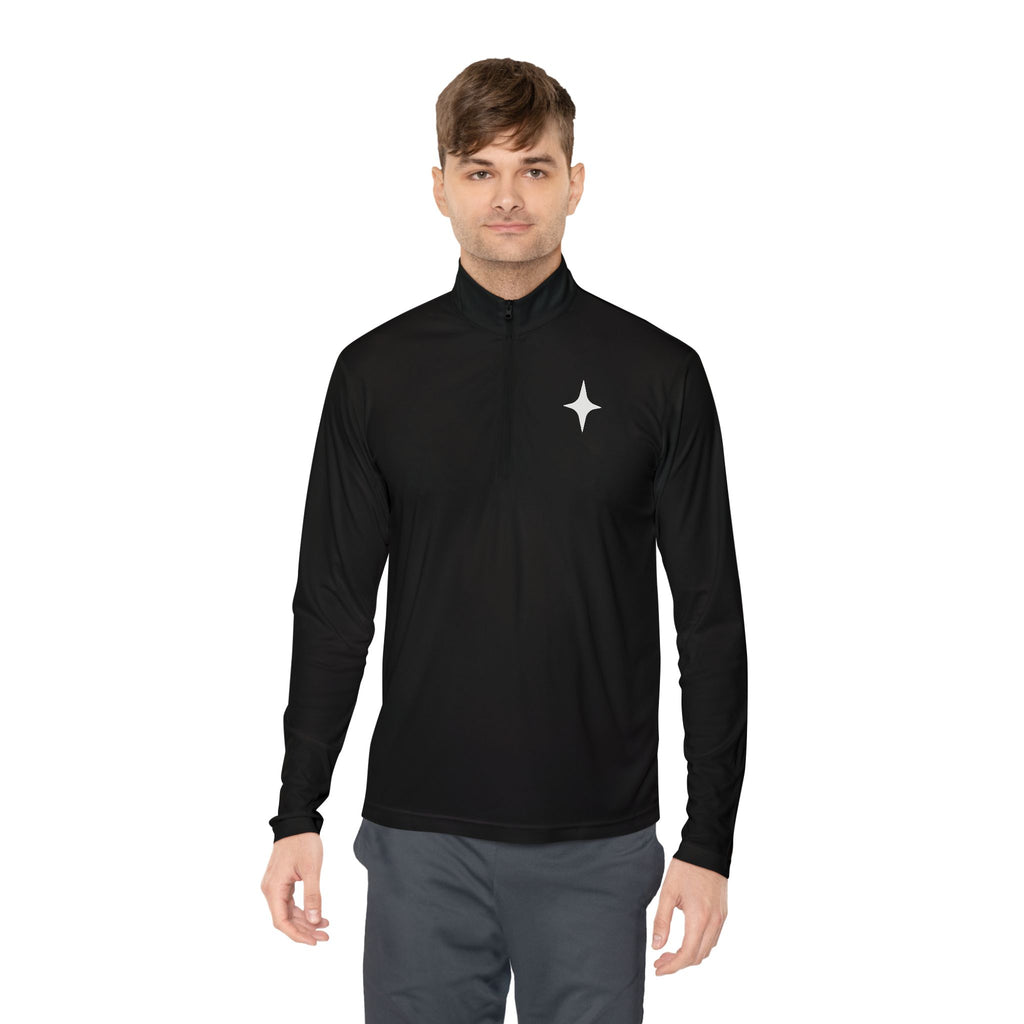"In It To Win It" (on back) Quarter-Zip Pullover with Minimal Chest Logo