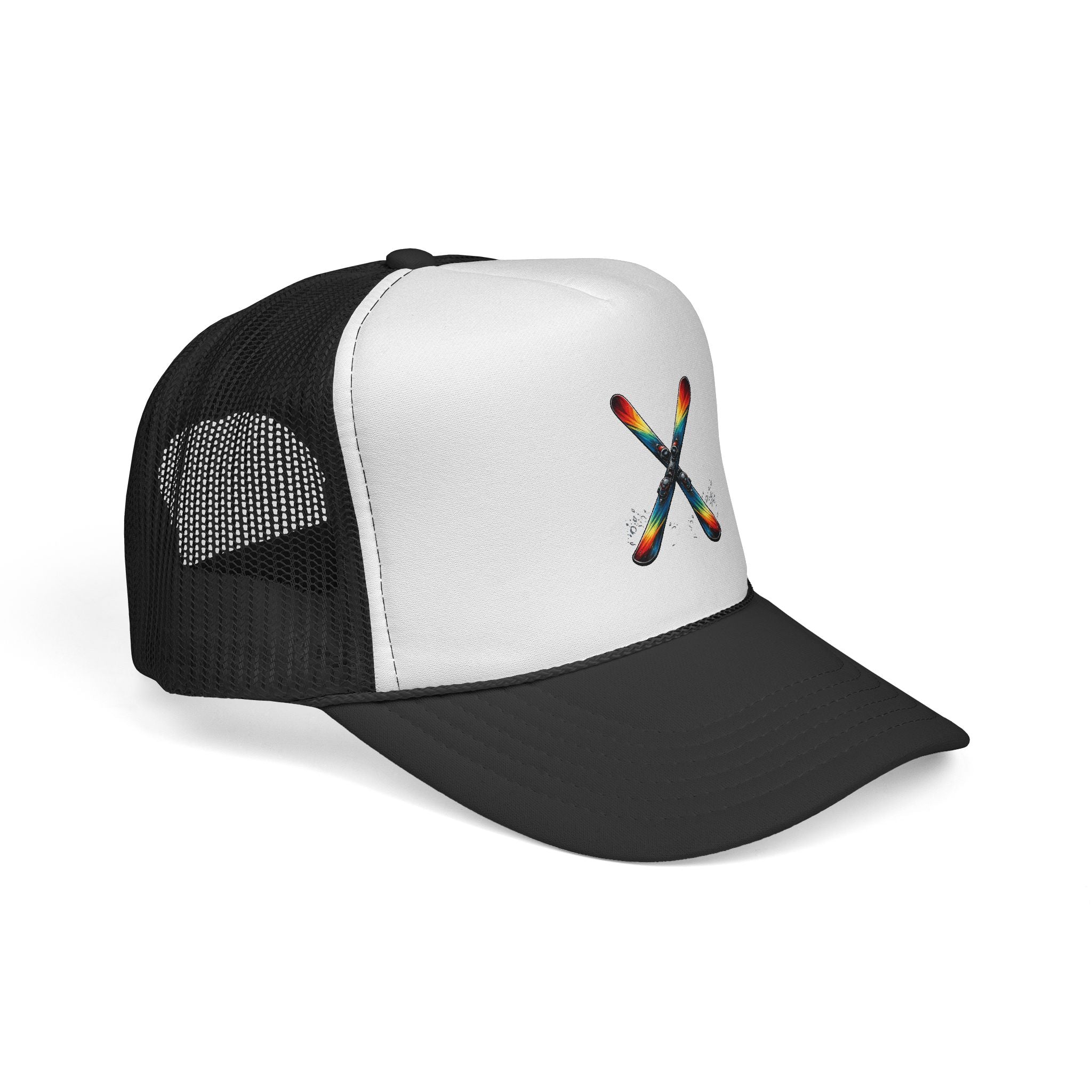 Colorful Ski Cross Design Trucker Hat