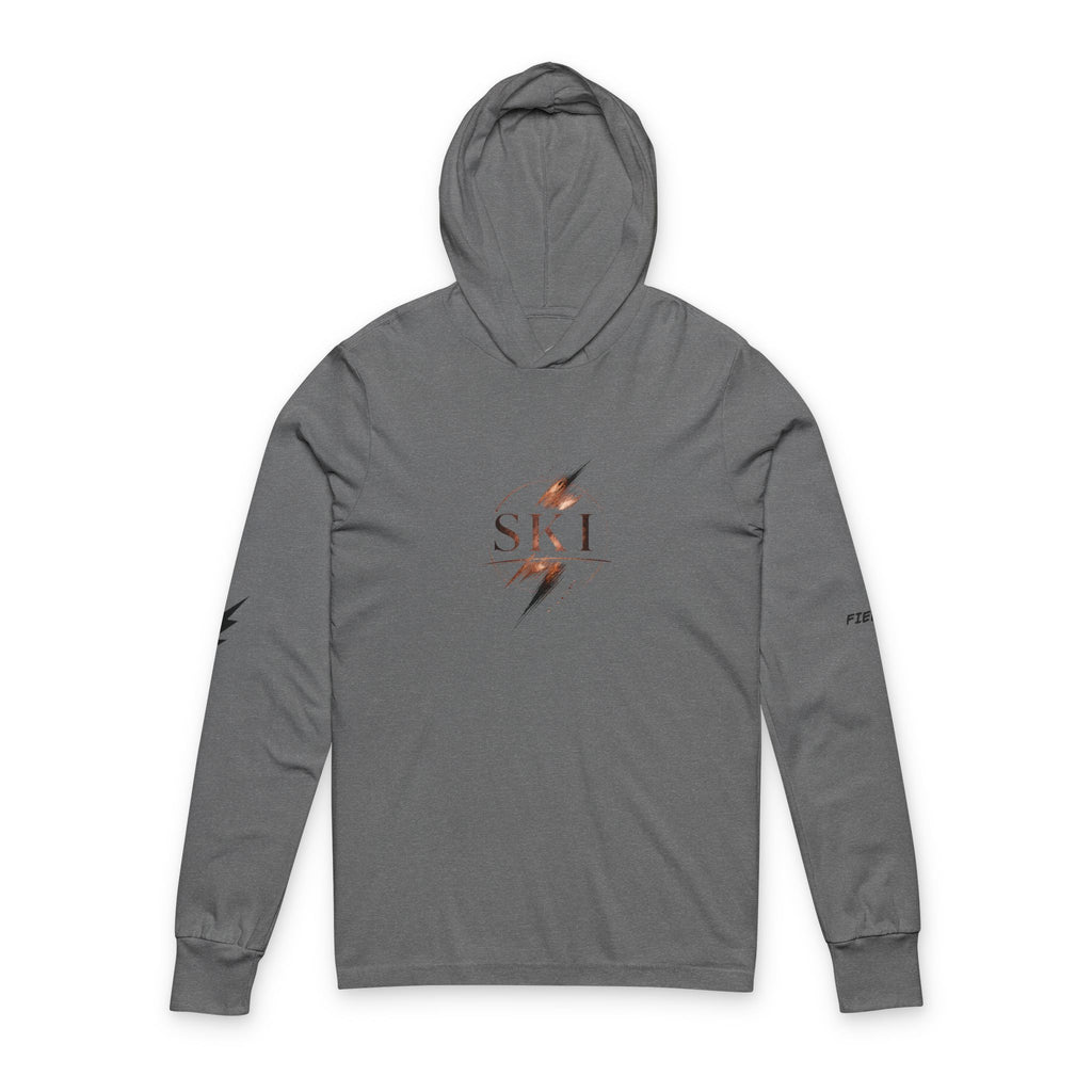 Ski Hoodie Long-Sleeve Tee --"Skiing is Living" (on back) Snow Sports Shirt