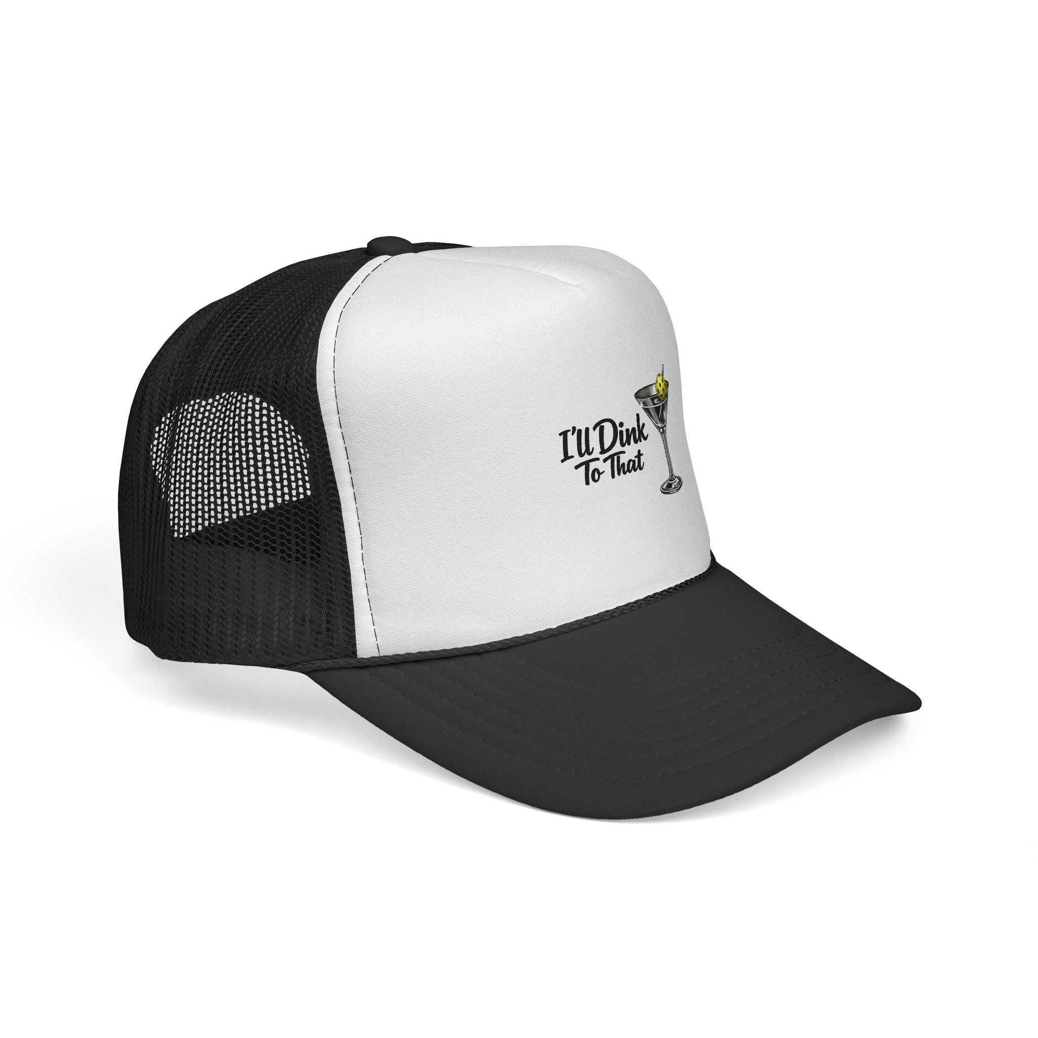 "I'll Dink To That" Pickleball Inspired Trucker Cap — Martini Graphic, Mesh Hat