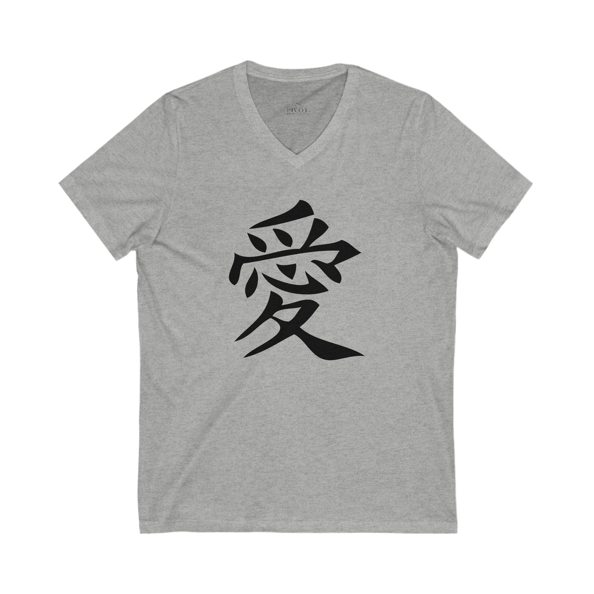 Japanese Love Symbol V-Neck Tee | Unisex Casual Shirt for All Occasions, Gift for Him/Her, Comfortable Everyday Wear