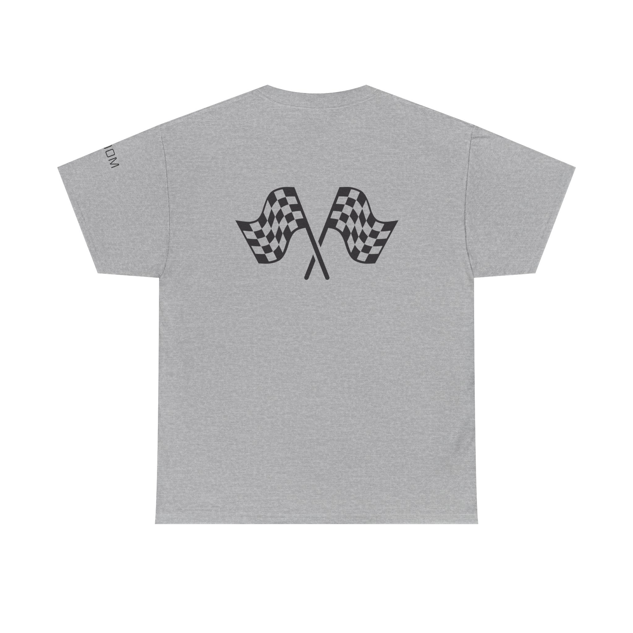 Life Begins at Redline Racing T-Shirt — Checkered Flag on back- Motorsports Tee