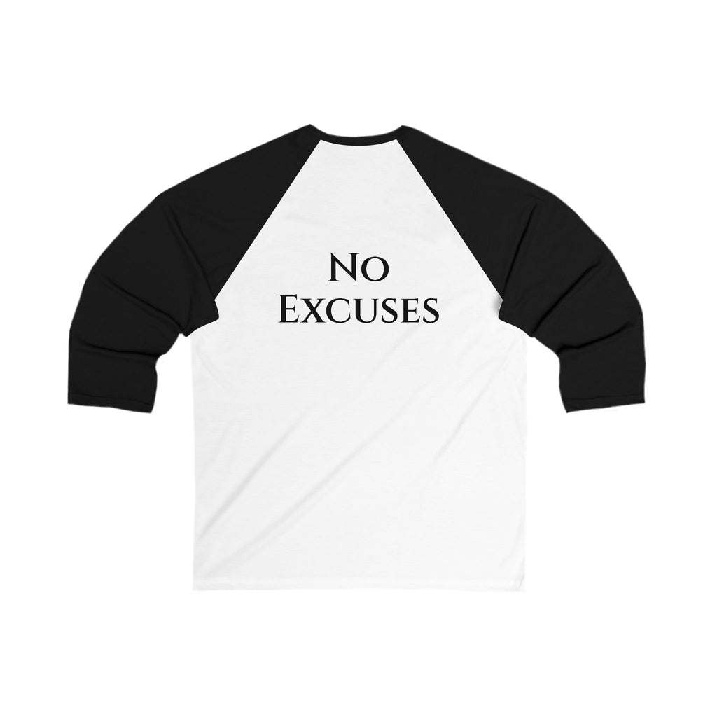 Game On /No Excuses Baseball Tee - Unisex 3/4 Sleeve Shirt, Sports Apparel, Gift for Athletes, Fitness Motivation, Casual Wear