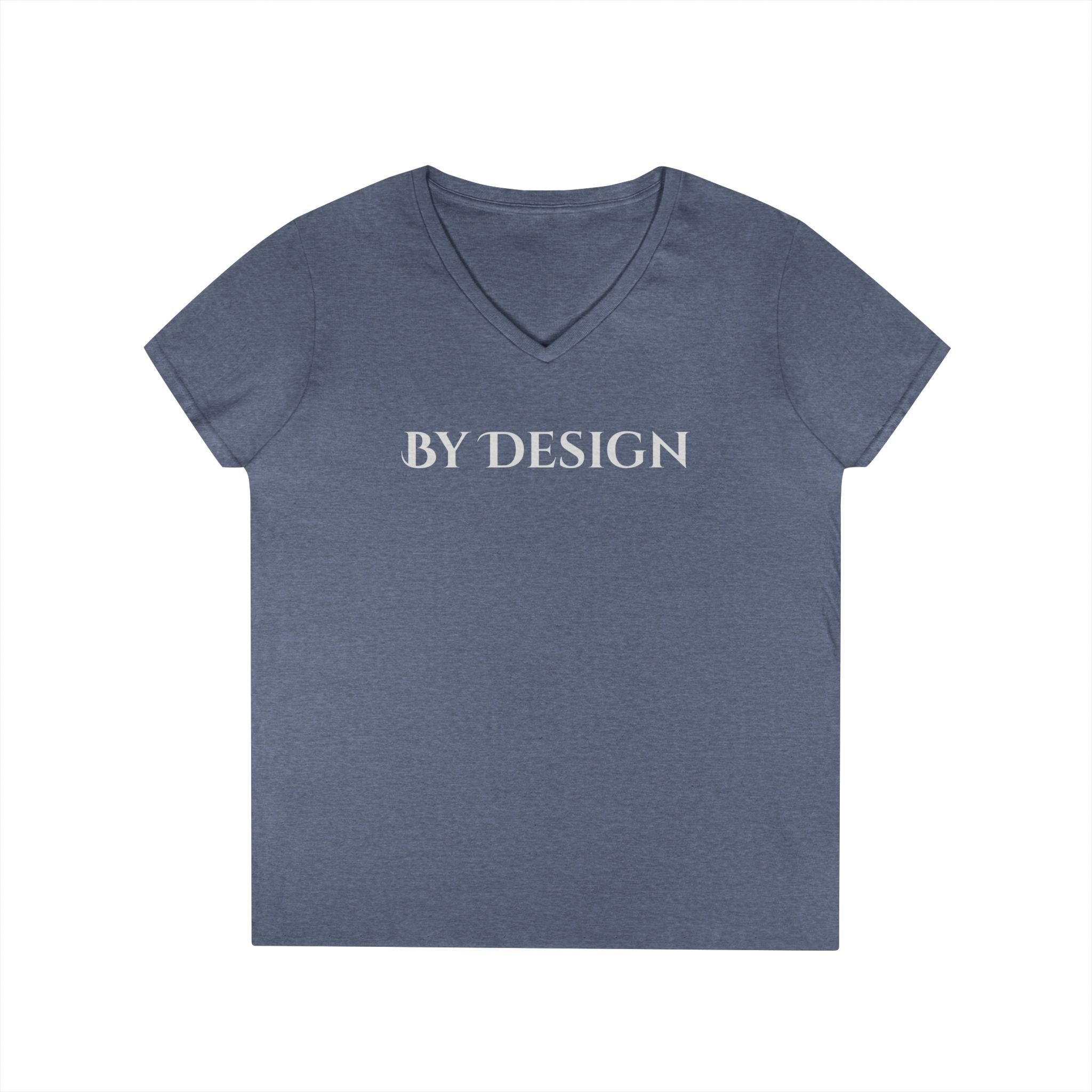 "By Design" Ladies' V-Neck T-Shirt — Minimalist Graphic Tee