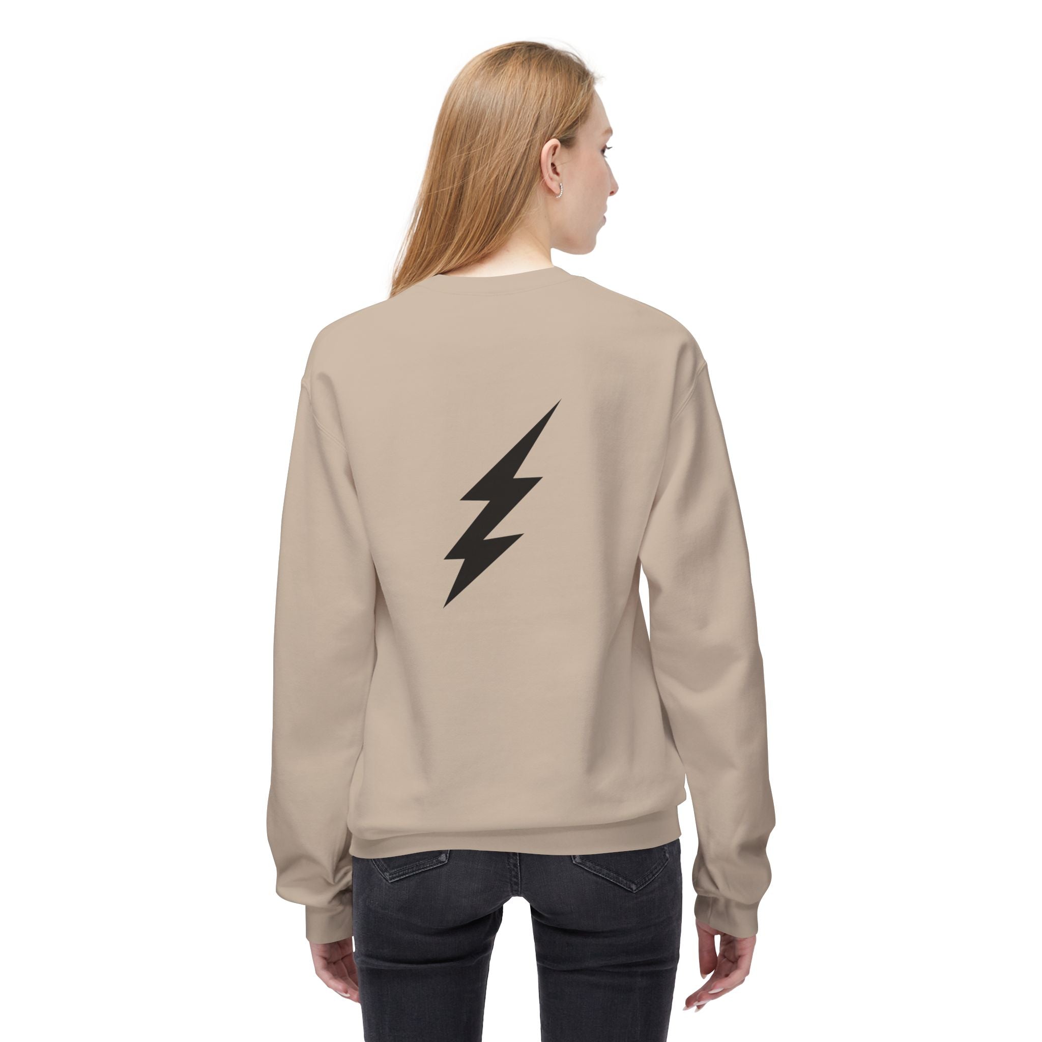 Shine Your Light Sweatshirt — Minimal Inspirational Crewneck with Lightning Bolt